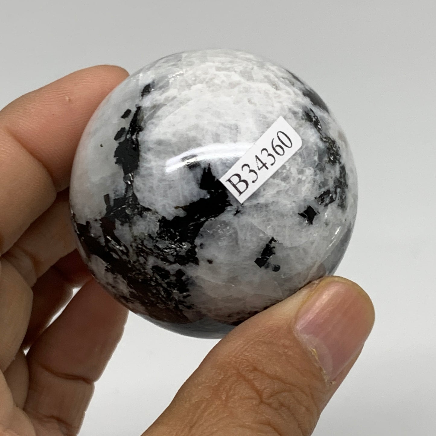 155.6g, 1.9"(48mm), Natural Rainbow Moonstone Sphere Ball Gemstone, B34360