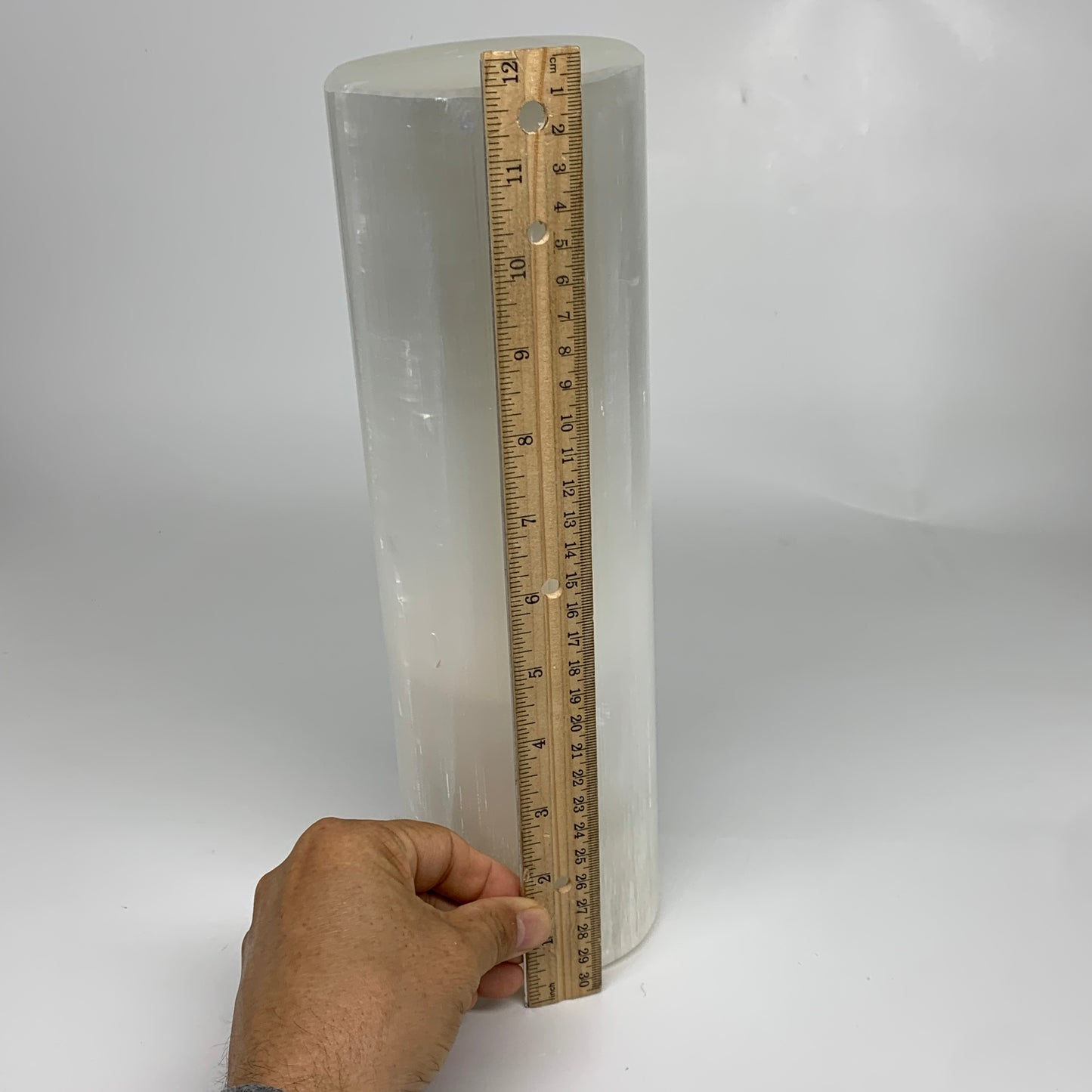 9.2 lbs, 11.75"x3.4" Cylinder Selenite (Satin Spar) Lamp Tower W/Chord, B35813