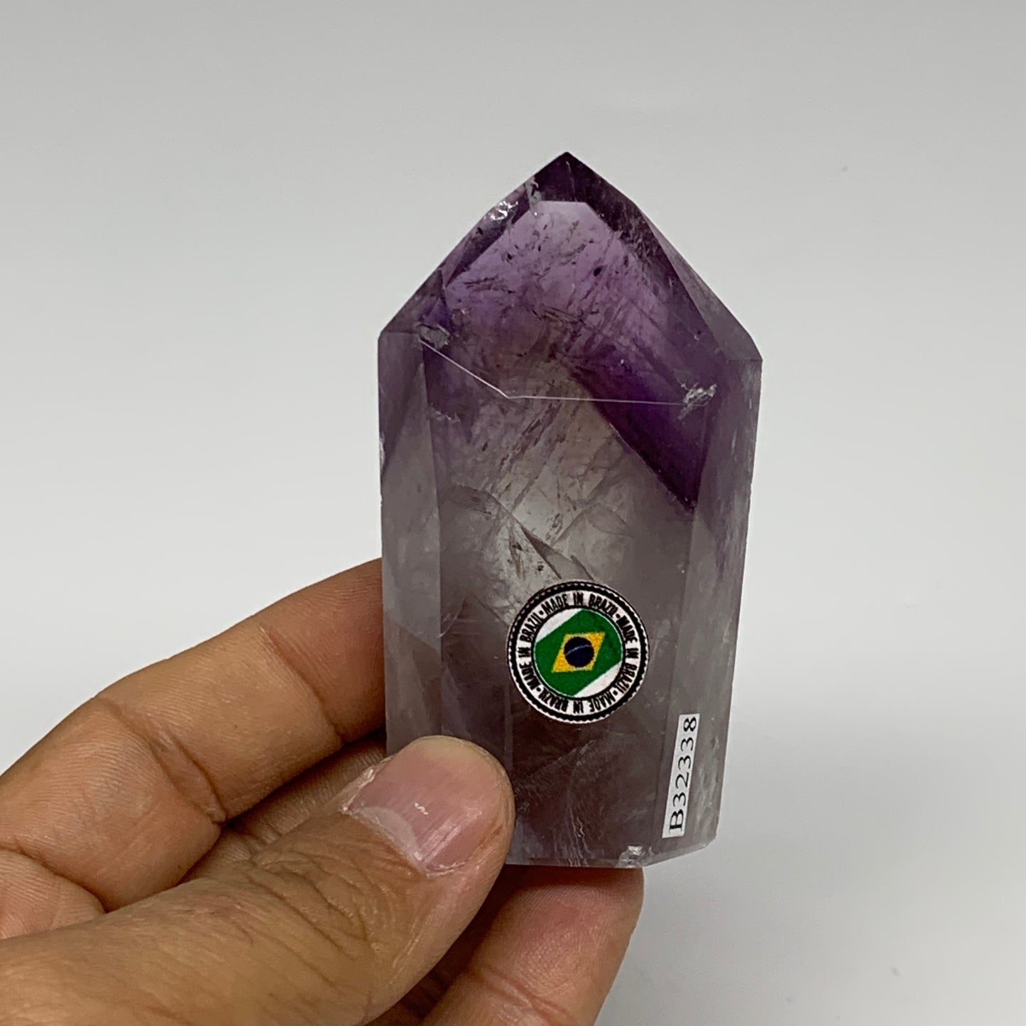 113.5g, 2.9"x1.6"x0.9", Natural Amethyst Tower Point Obelisk @Brazil, B32338