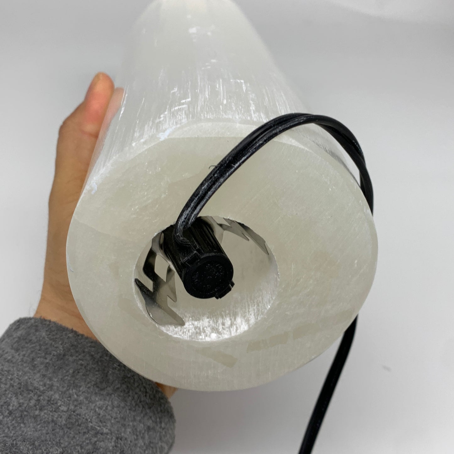 9.2 lbs, 11.75"x3.4" Cylinder Selenite (Satin Spar) Lamp Tower W/Chord, B35813