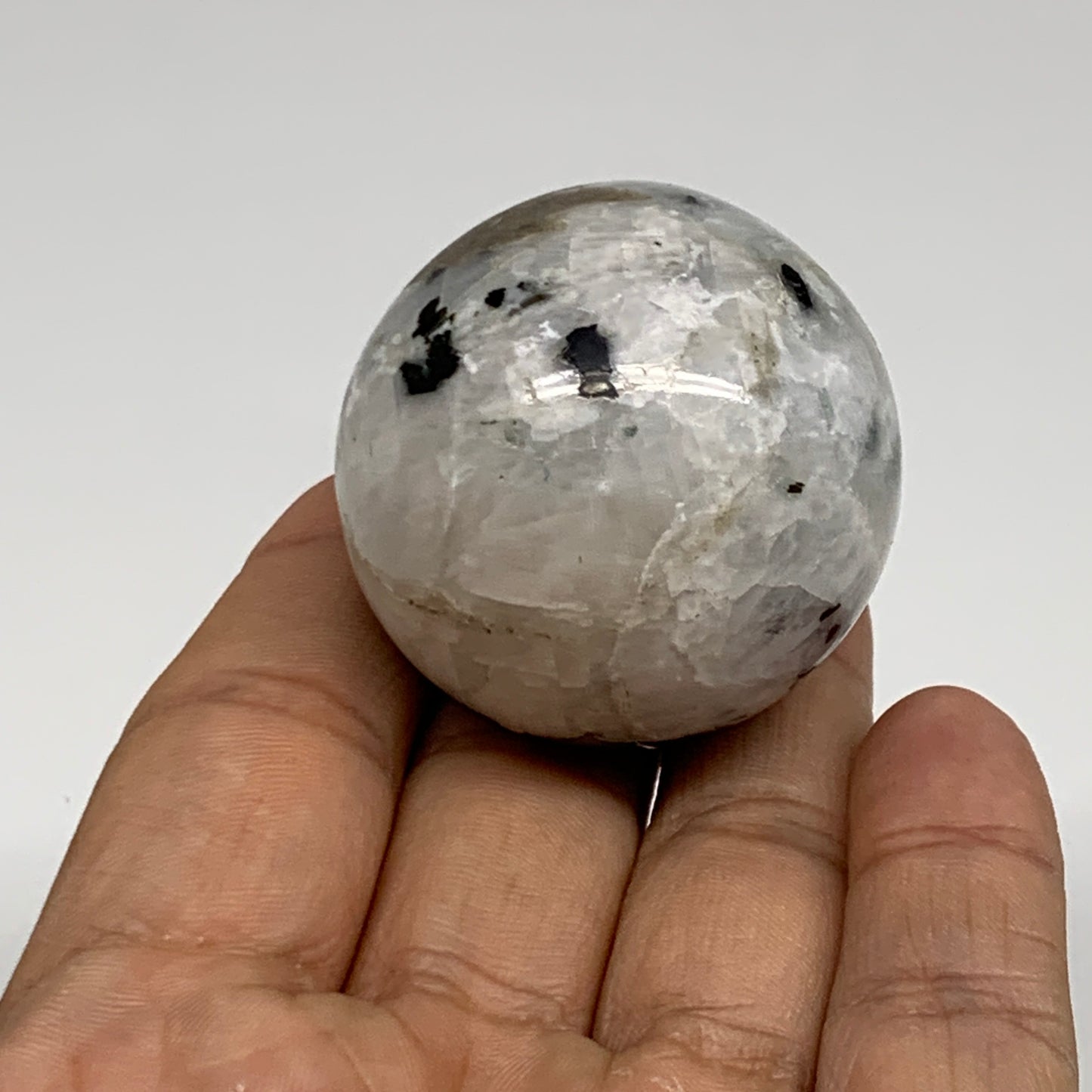 82.3g, 1.5"(38mm), Natural Rainbow Moonstone Sphere Ball Gemstone, B35148