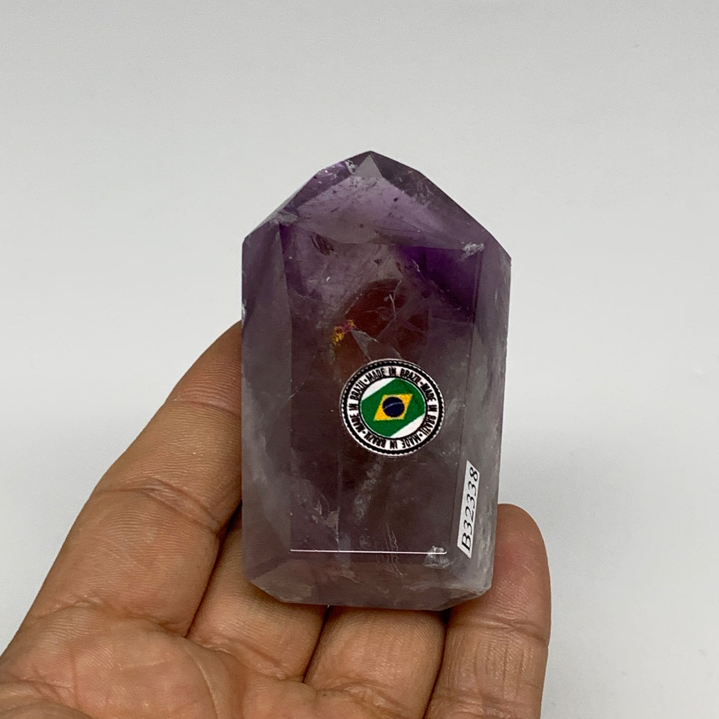 113.5g, 2.9"x1.6"x0.9", Natural Amethyst Tower Point Obelisk @Brazil, B32338