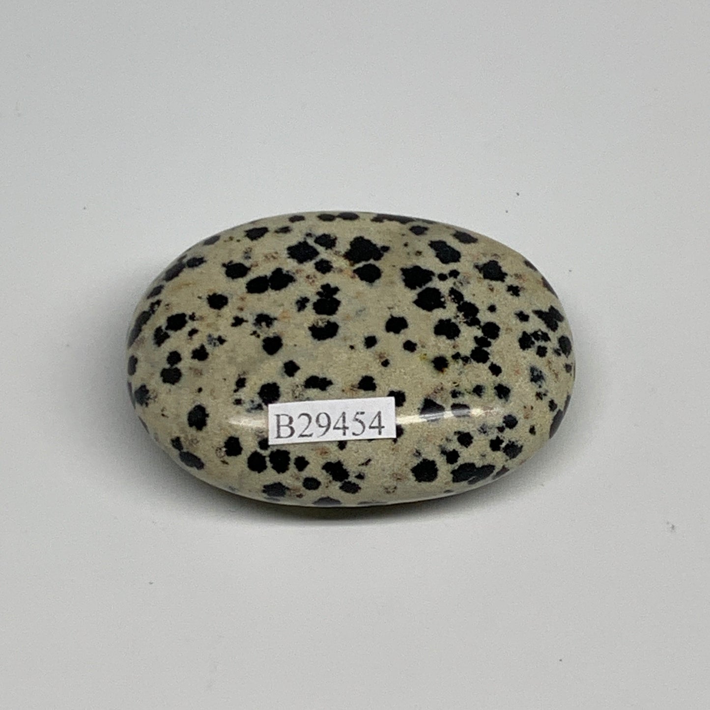 73.3g, 2.2"x1.7"x0.8", Natural Dalmatian Jasper Palm-Stone @India, B29454