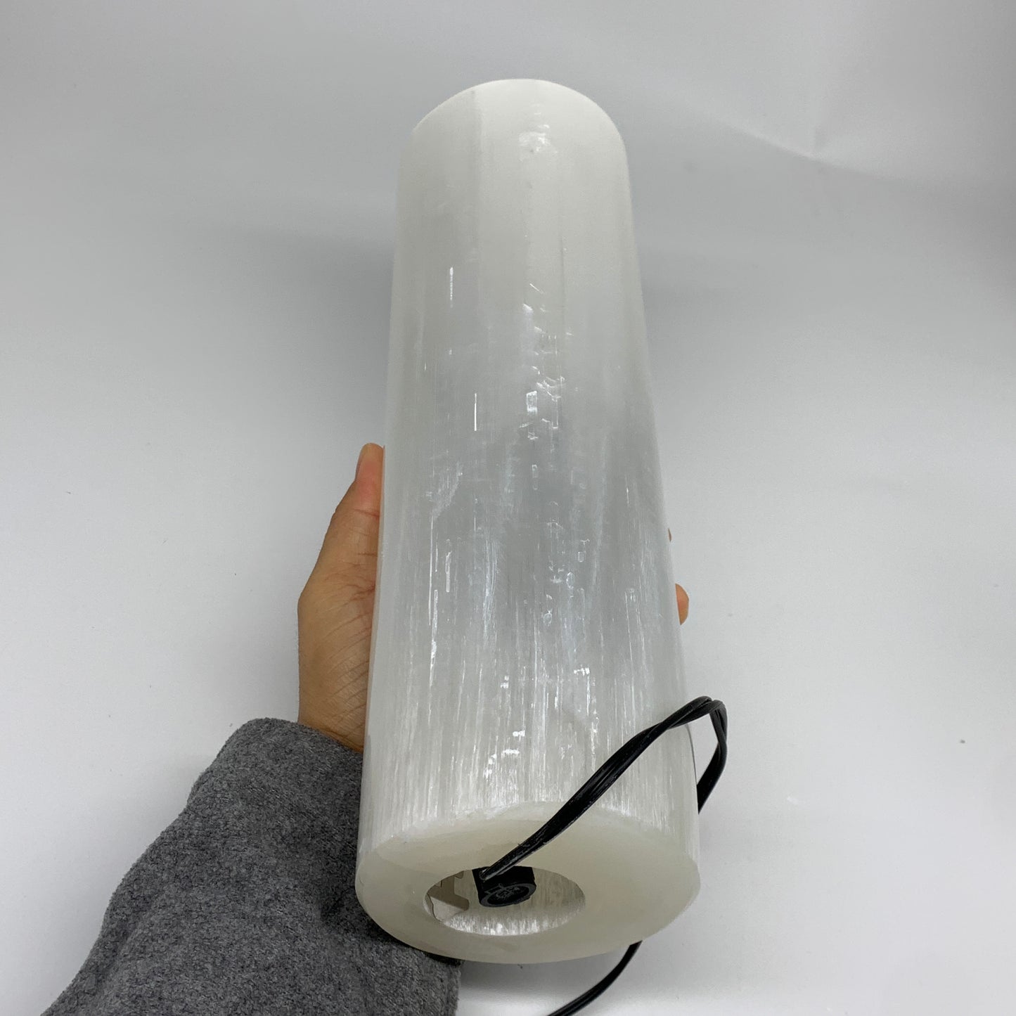 9.2 lbs, 11.75"x3.4" Cylinder Selenite (Satin Spar) Lamp Tower W/Chord, B35813