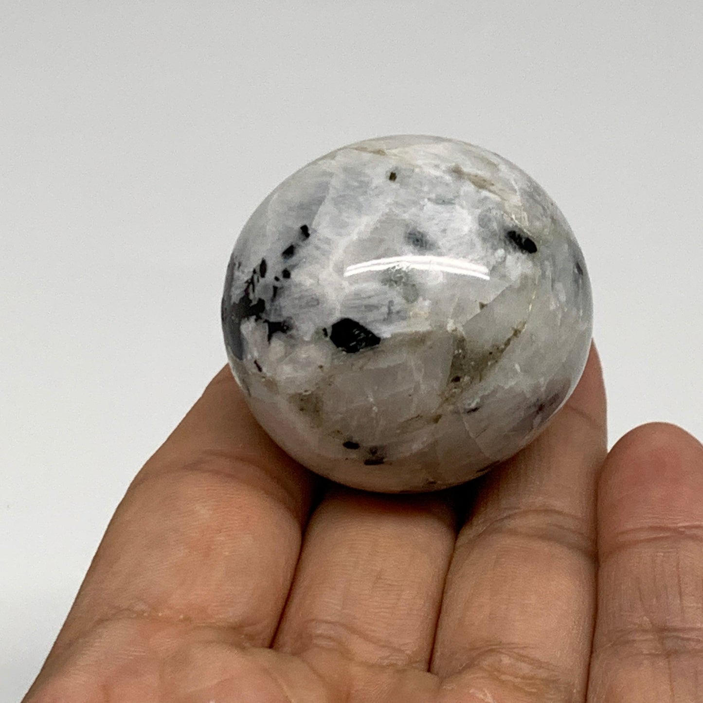 82.3g, 1.5"(38mm), Natural Rainbow Moonstone Sphere Ball Gemstone, B35148