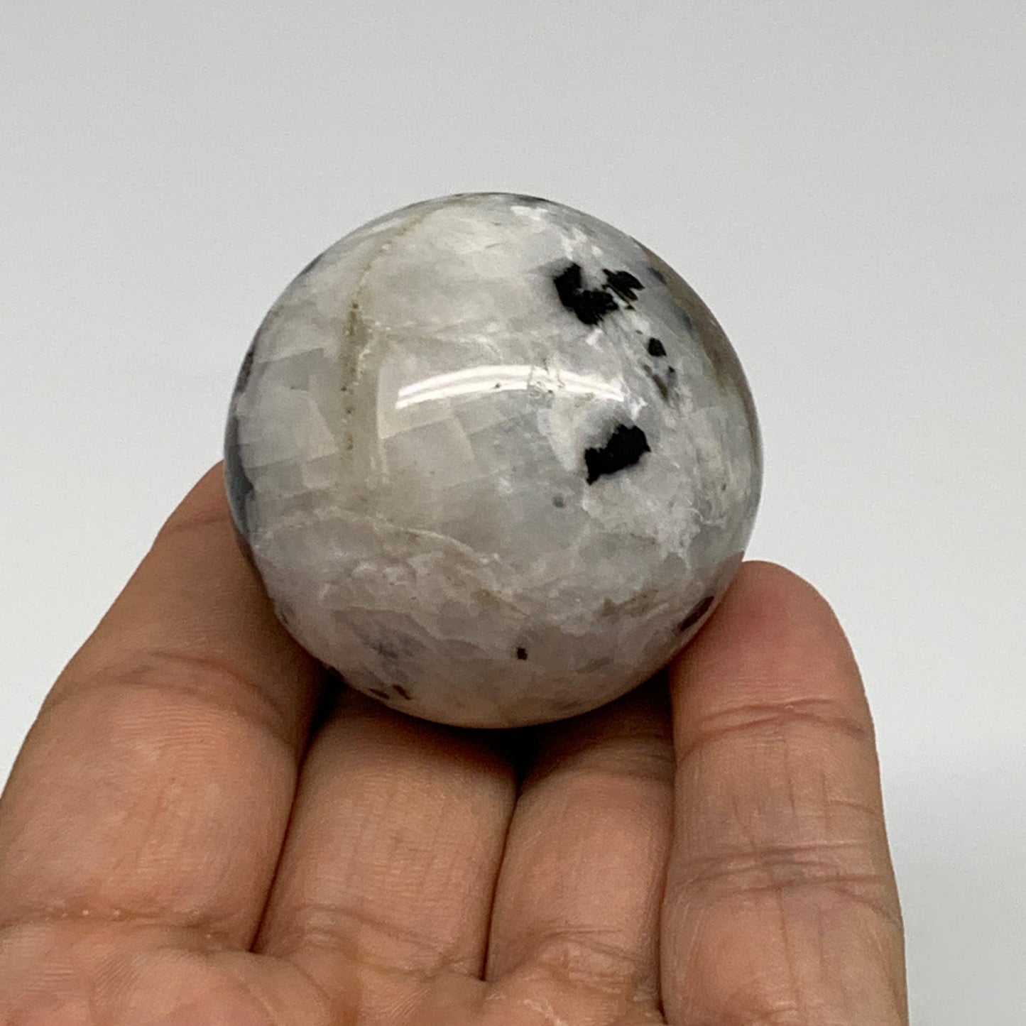 82.3g, 1.5"(38mm), Natural Rainbow Moonstone Sphere Ball Gemstone, B35148