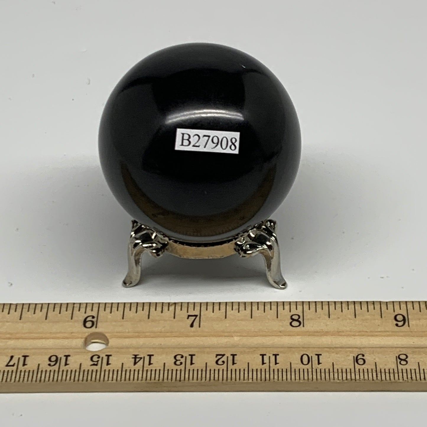 179.4g, 1.9"(49mm), Natural Black Jasper Sphere Ball Gemstone @India, B27908
