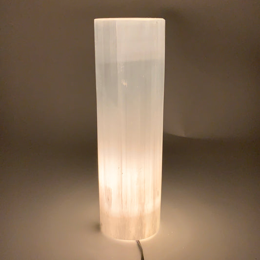 8.9 lbs, 11.6"x3.4" Cylinder Selenite (Satin Spar) Lamp Tower W/Chord, B35814