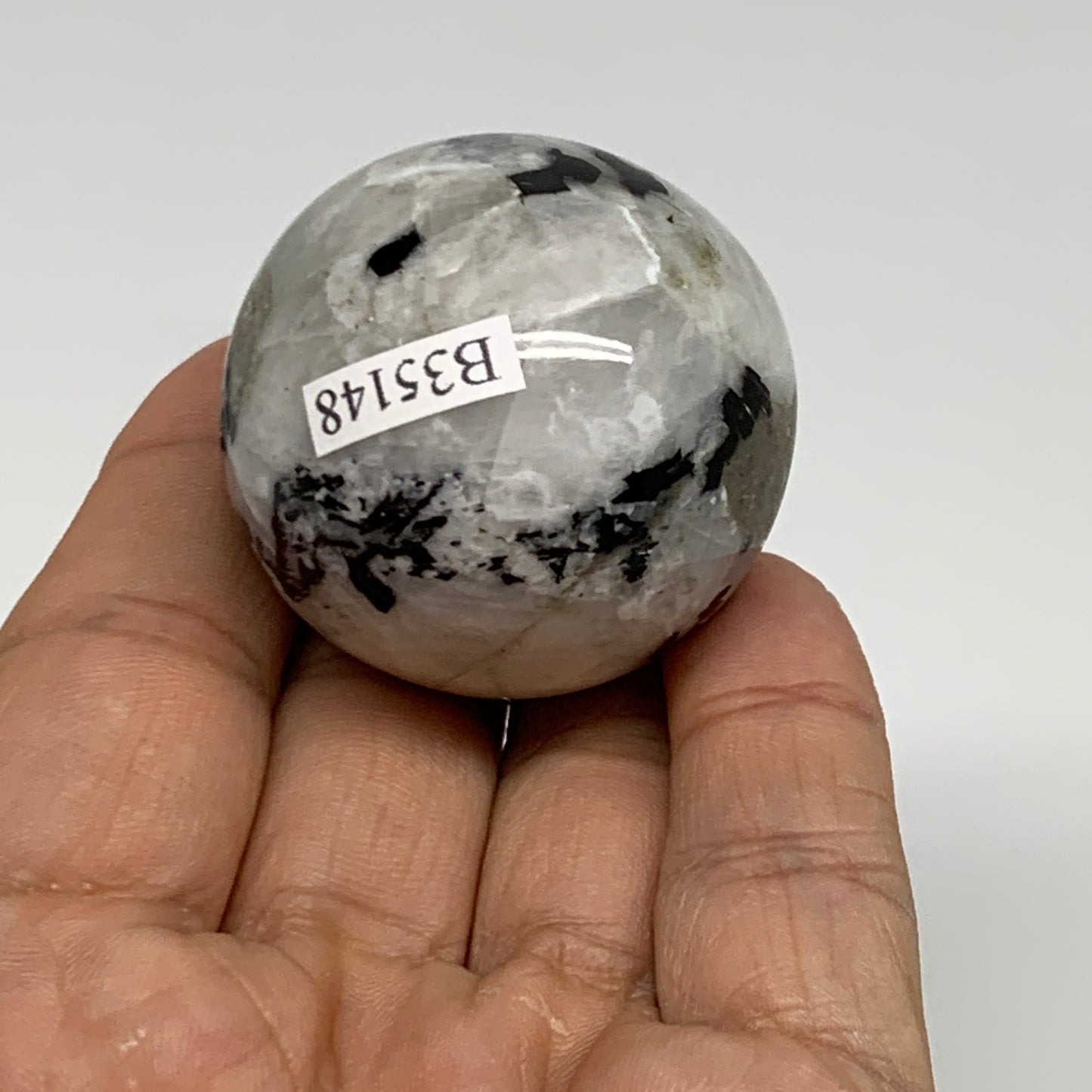 82.3g, 1.5"(38mm), Natural Rainbow Moonstone Sphere Ball Gemstone, B35148