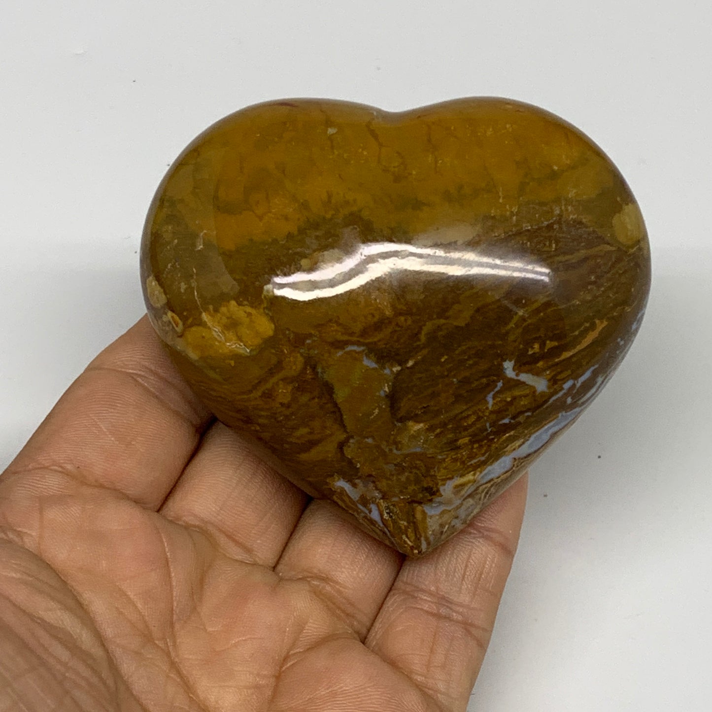 0.47 lbs, 2.6"x2.9"x1.4" Ocean Jasper Heart Polished Healing Crystal, B30904