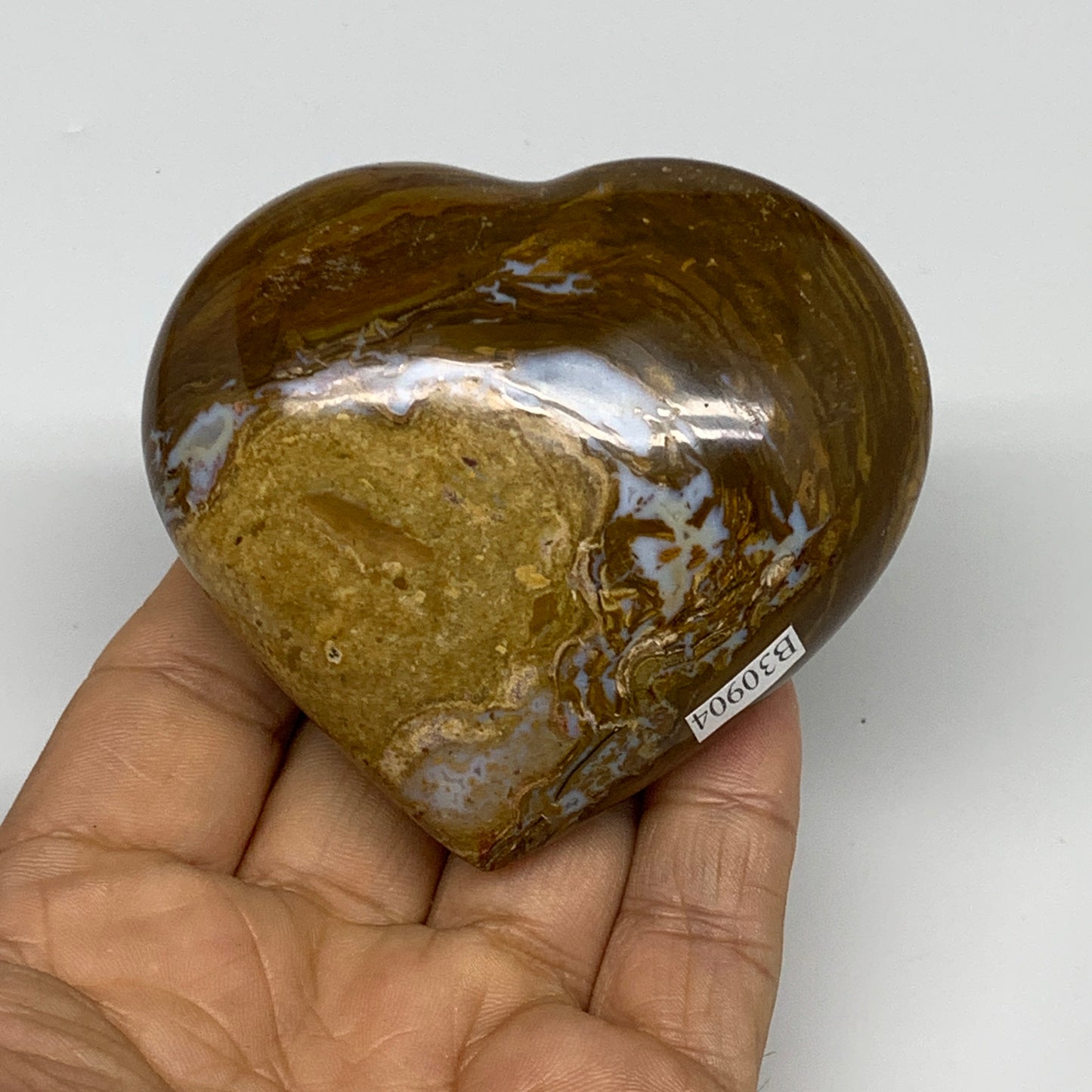 0.47 lbs, 2.6"x2.9"x1.4" Ocean Jasper Heart Polished Healing Crystal, B30904