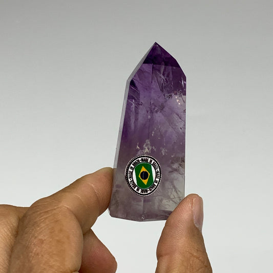 57.2g, 2.5"x1"x0.8", Natural Amethyst Tower Point Obelisk @Brazil, B32339