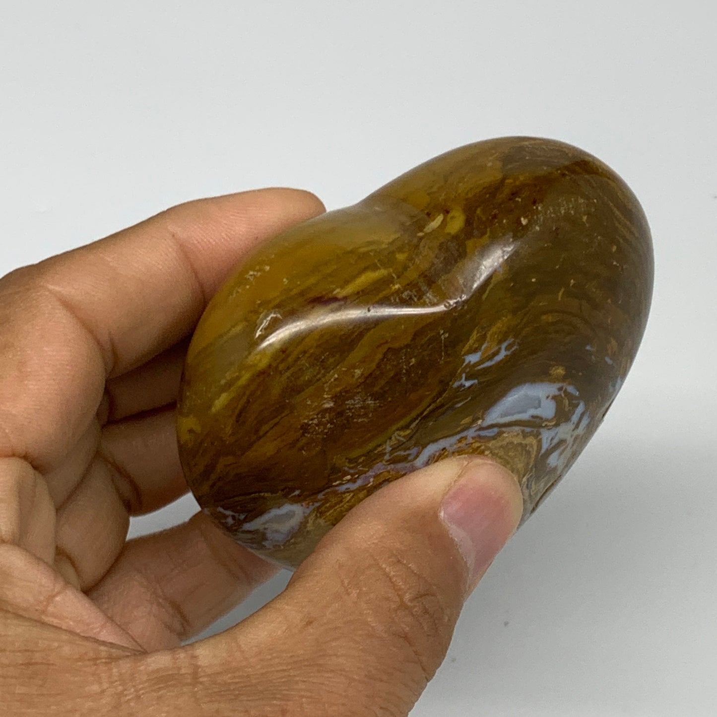 0.47 lbs, 2.6"x2.9"x1.4" Ocean Jasper Heart Polished Healing Crystal, B30904