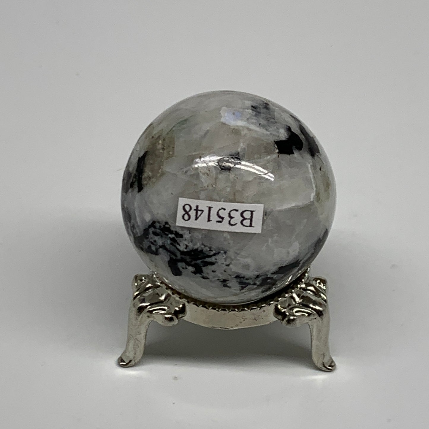 82.3g, 1.5"(38mm), Natural Rainbow Moonstone Sphere Ball Gemstone, B35148