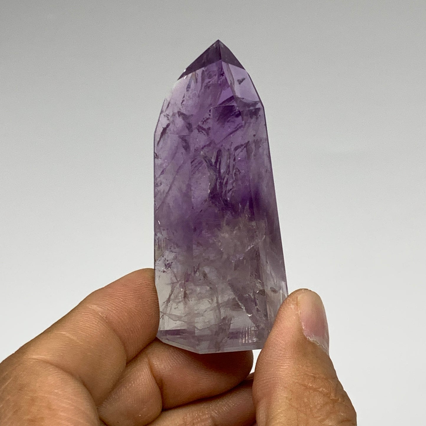 57.2g, 2.5"x1"x0.8", Natural Amethyst Tower Point Obelisk @Brazil, B32339