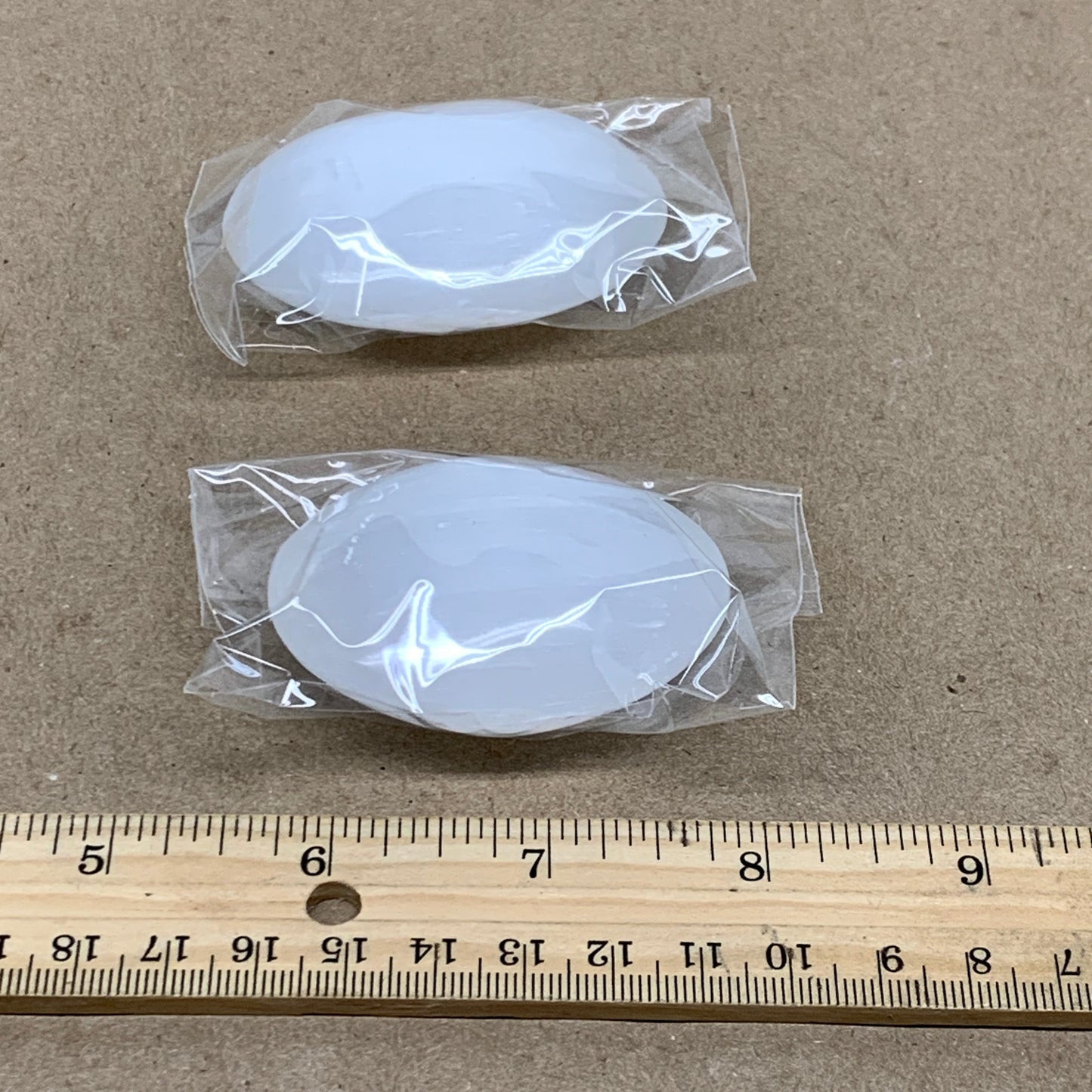 141g, 2.4"x1.8"x1", 2pcs, White Selenite Palmstone Crystal Pillow, B36875