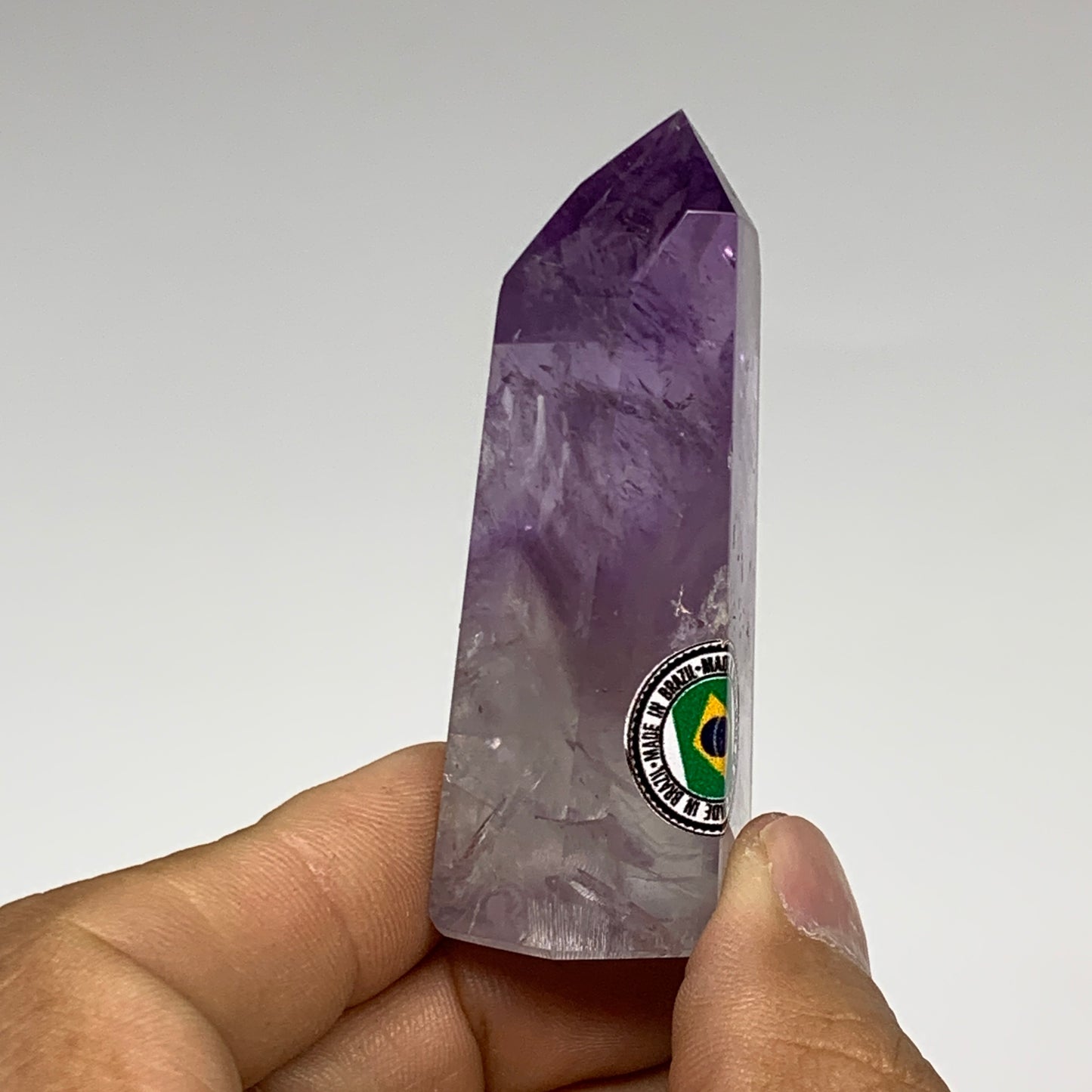 57.2g, 2.5"x1"x0.8", Natural Amethyst Tower Point Obelisk @Brazil, B32339