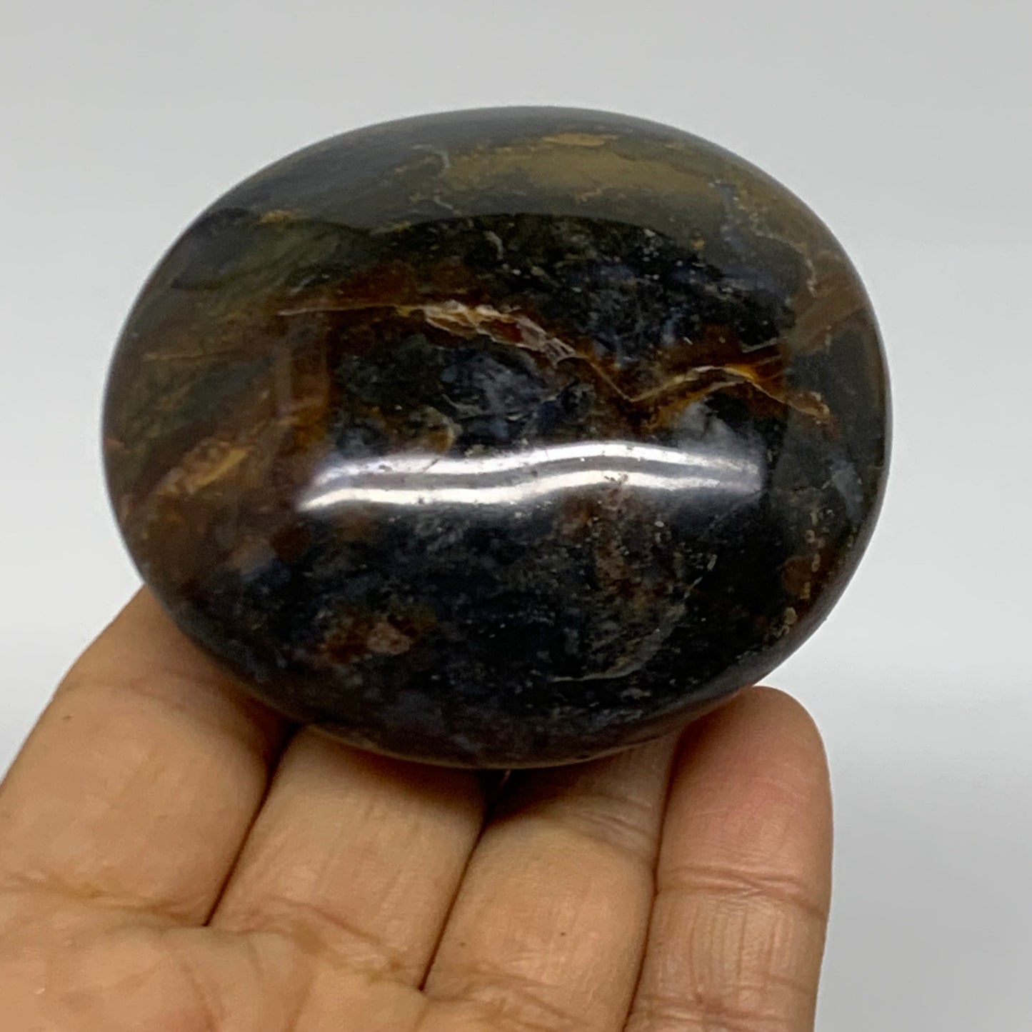 187.8g, 2.6"x2.5"x1.3" Natural Ocean Jasper Palm-Stone Orbicular Jasper, B38218