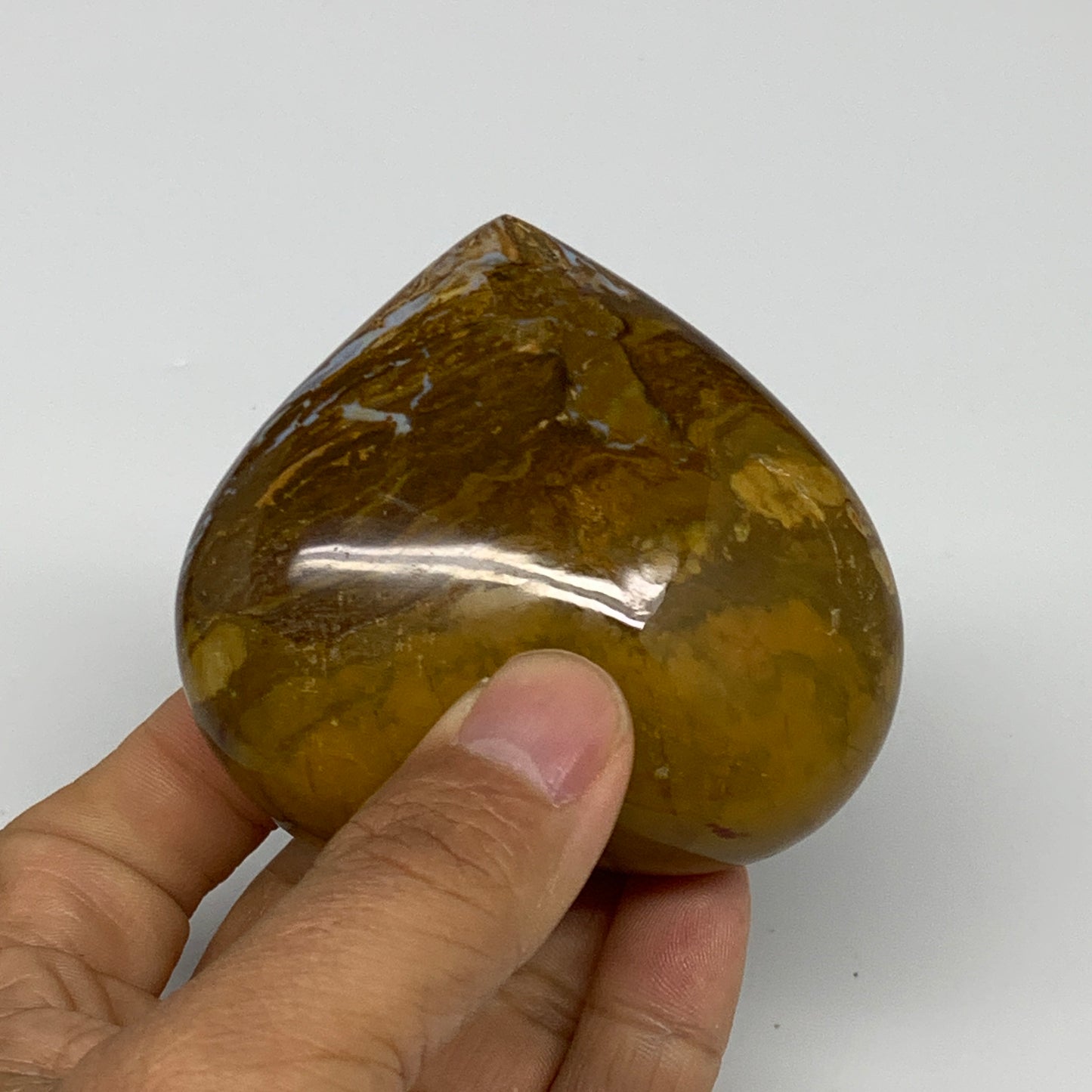0.47 lbs, 2.6"x2.9"x1.4" Ocean Jasper Heart Polished Healing Crystal, B30904