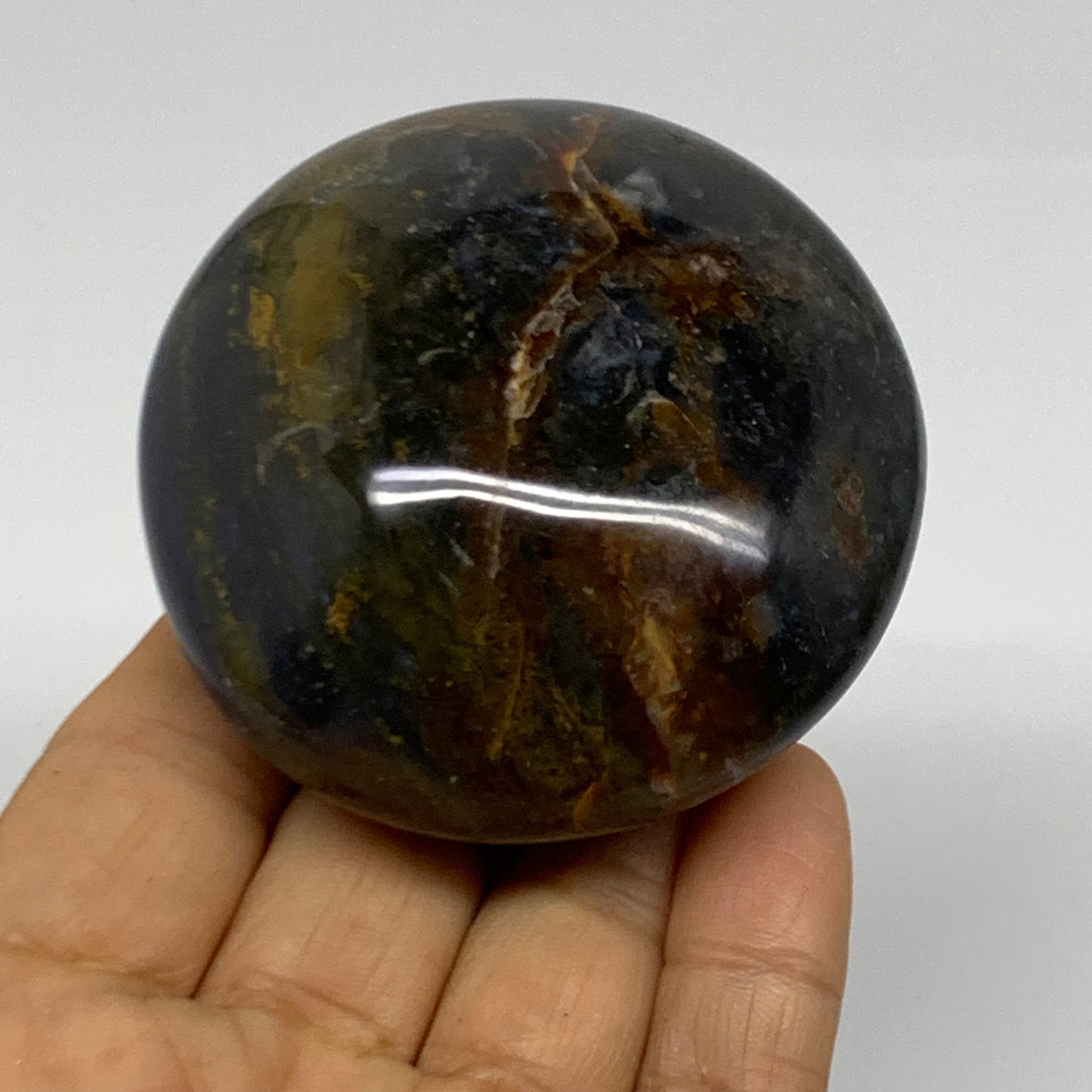 187.8g, 2.6"x2.5"x1.3" Natural Ocean Jasper Palm-Stone Orbicular Jasper, B38218