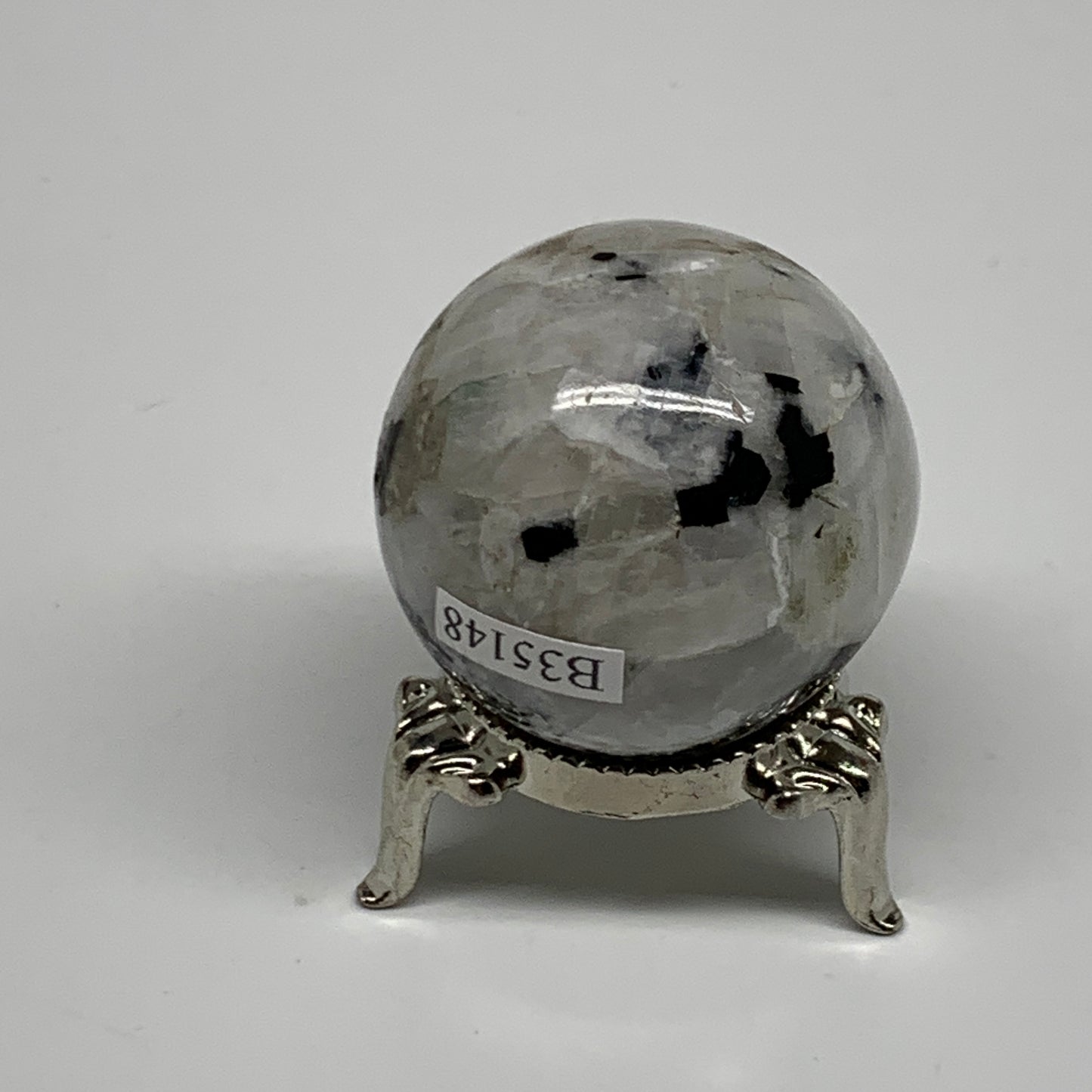 82.3g, 1.5"(38mm), Natural Rainbow Moonstone Sphere Ball Gemstone, B35148