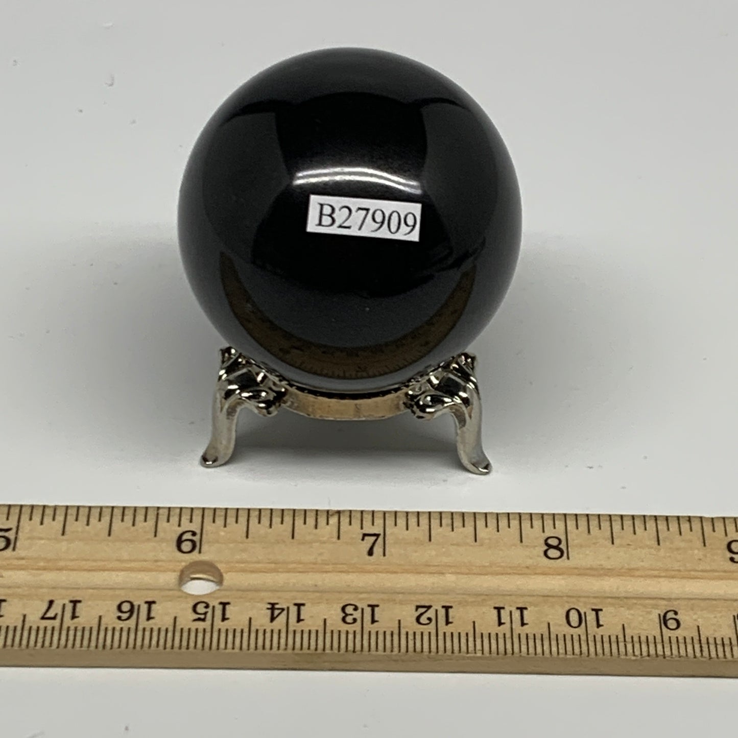 164.2g, 1.9"(47mm), Natural Black Jasper Sphere Ball Gemstone @India, B27909