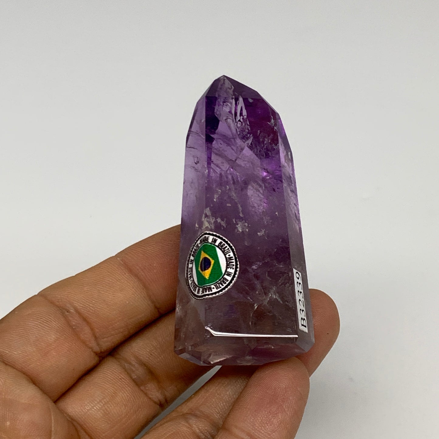 57.2g, 2.5"x1"x0.8", Natural Amethyst Tower Point Obelisk @Brazil, B32339