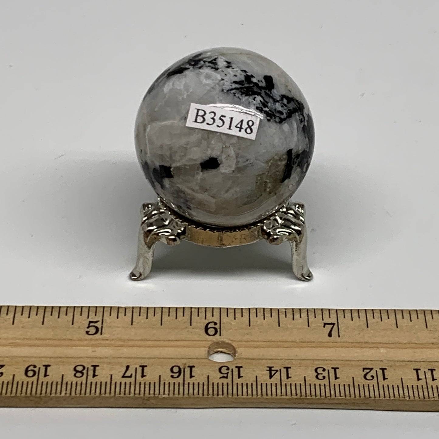 82.3g, 1.5"(38mm), Natural Rainbow Moonstone Sphere Ball Gemstone, B35148