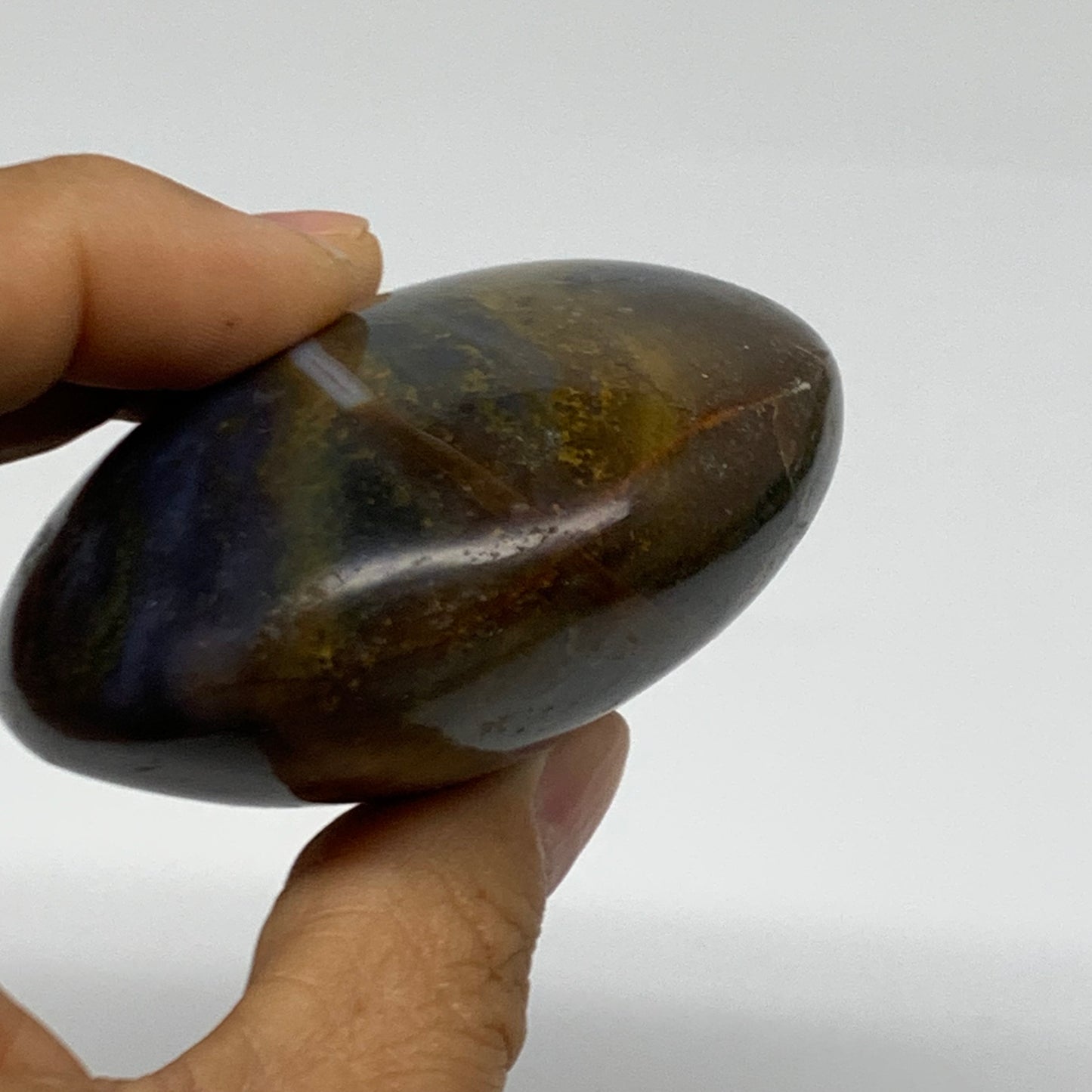 187.8g, 2.6"x2.5"x1.3" Natural Ocean Jasper Palm-Stone Orbicular Jasper, B38218