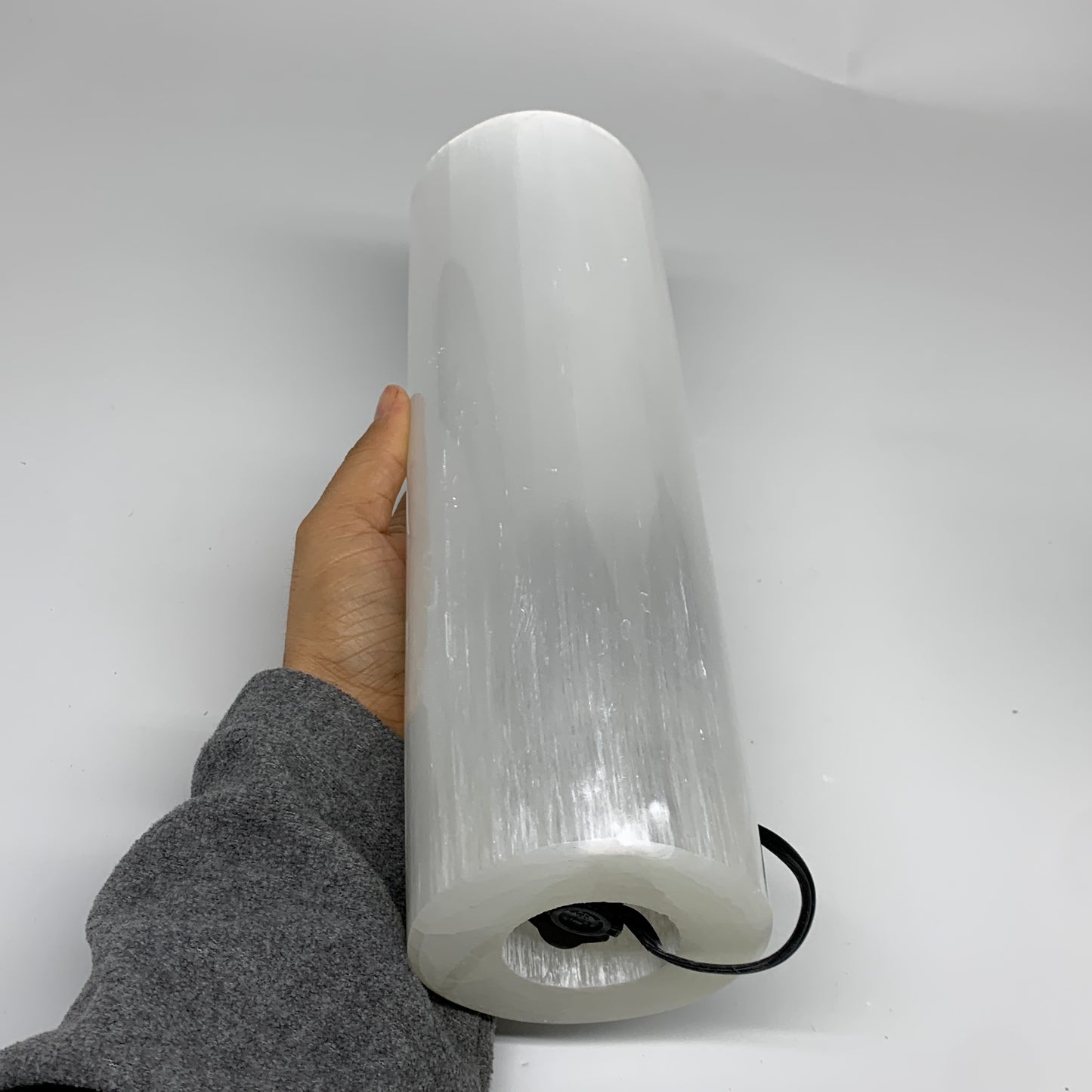8.9 lbs, 11.6"x3.4" Cylinder Selenite (Satin Spar) Lamp Tower W/Chord, B35814