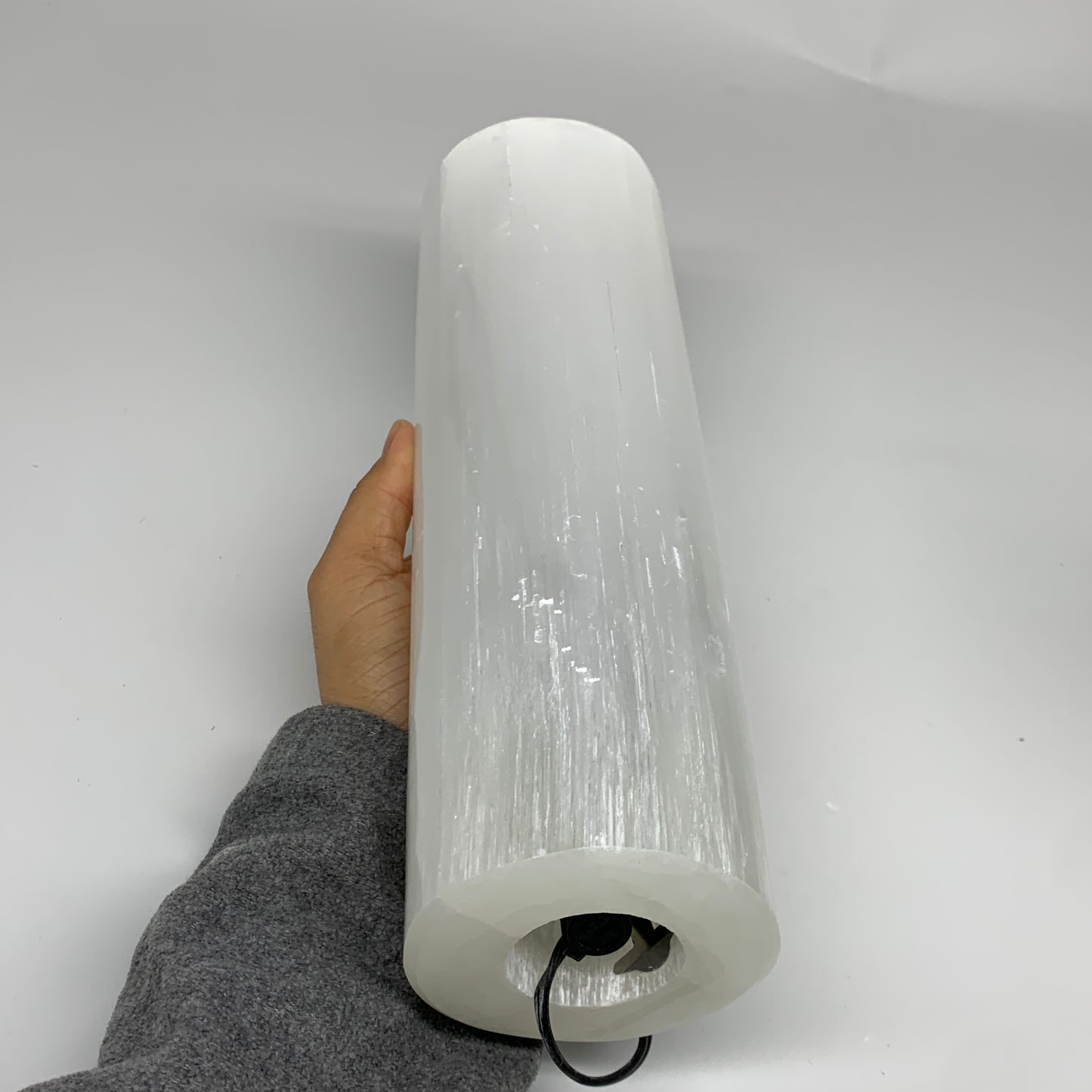 8.9 lbs, 11.6"x3.4" Cylinder Selenite (Satin Spar) Lamp Tower W/Chord, B35814