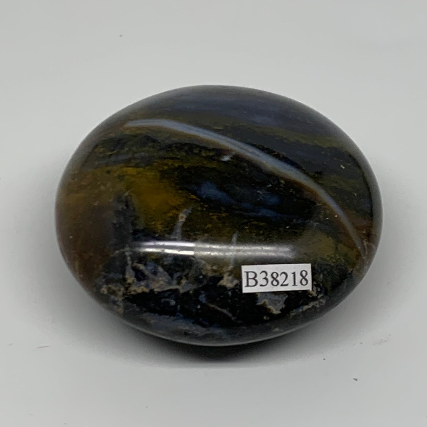 187.8g, 2.6"x2.5"x1.3" Natural Ocean Jasper Palm-Stone Orbicular Jasper, B38218