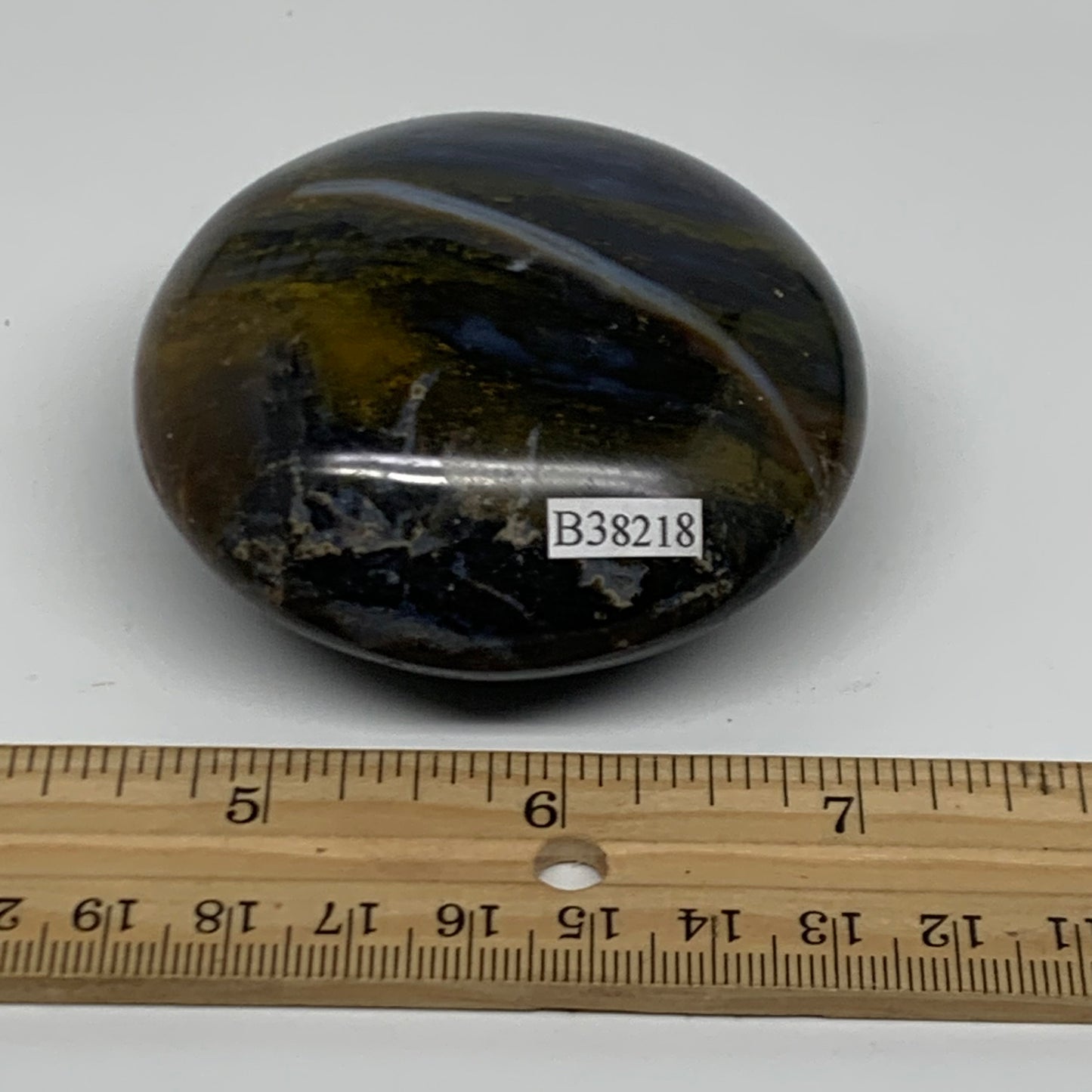 187.8g, 2.6"x2.5"x1.3" Natural Ocean Jasper Palm-Stone Orbicular Jasper, B38218