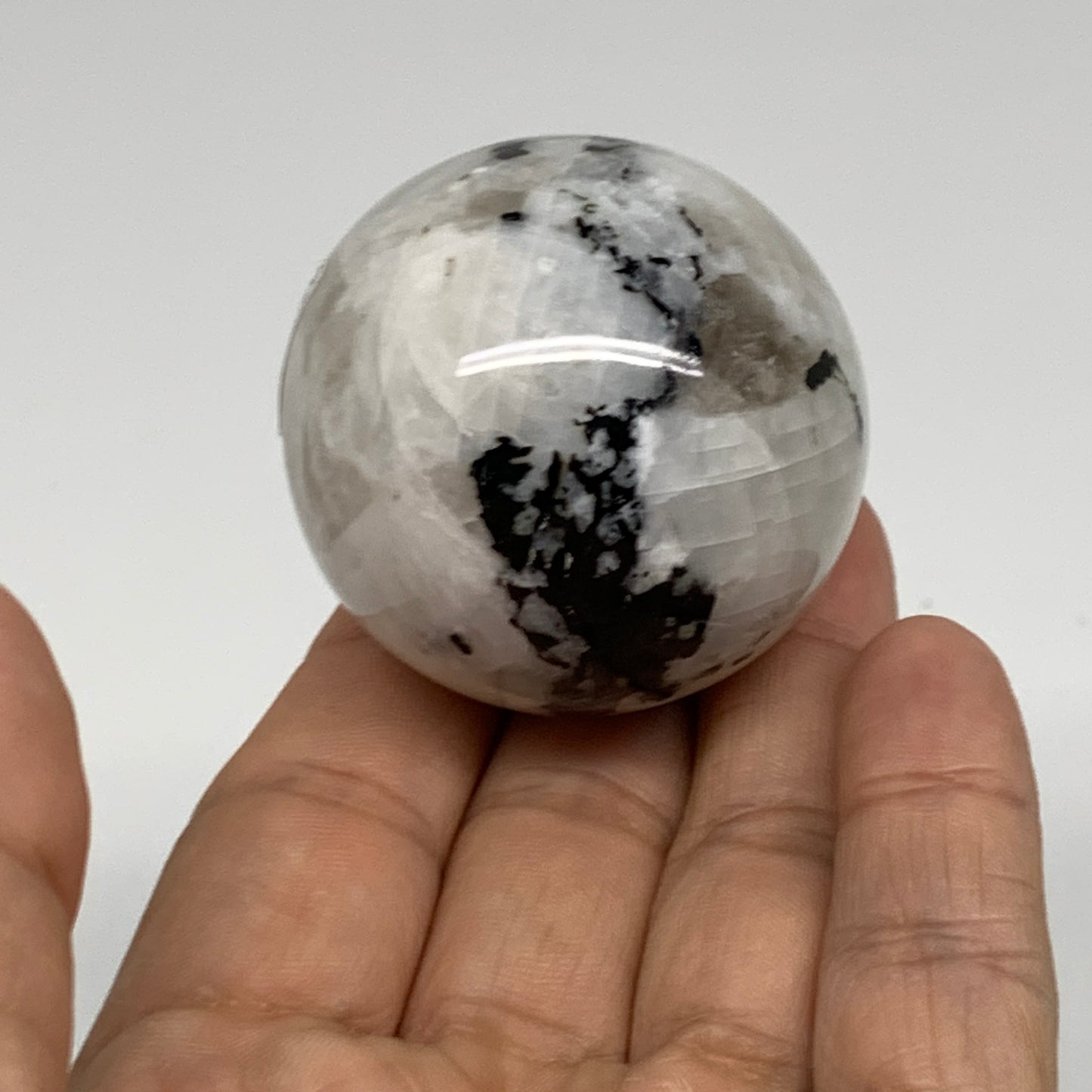 121.8g, 1.8"(44mm), Natural Rainbow Moonstone Sphere Ball Gemstone, B35149