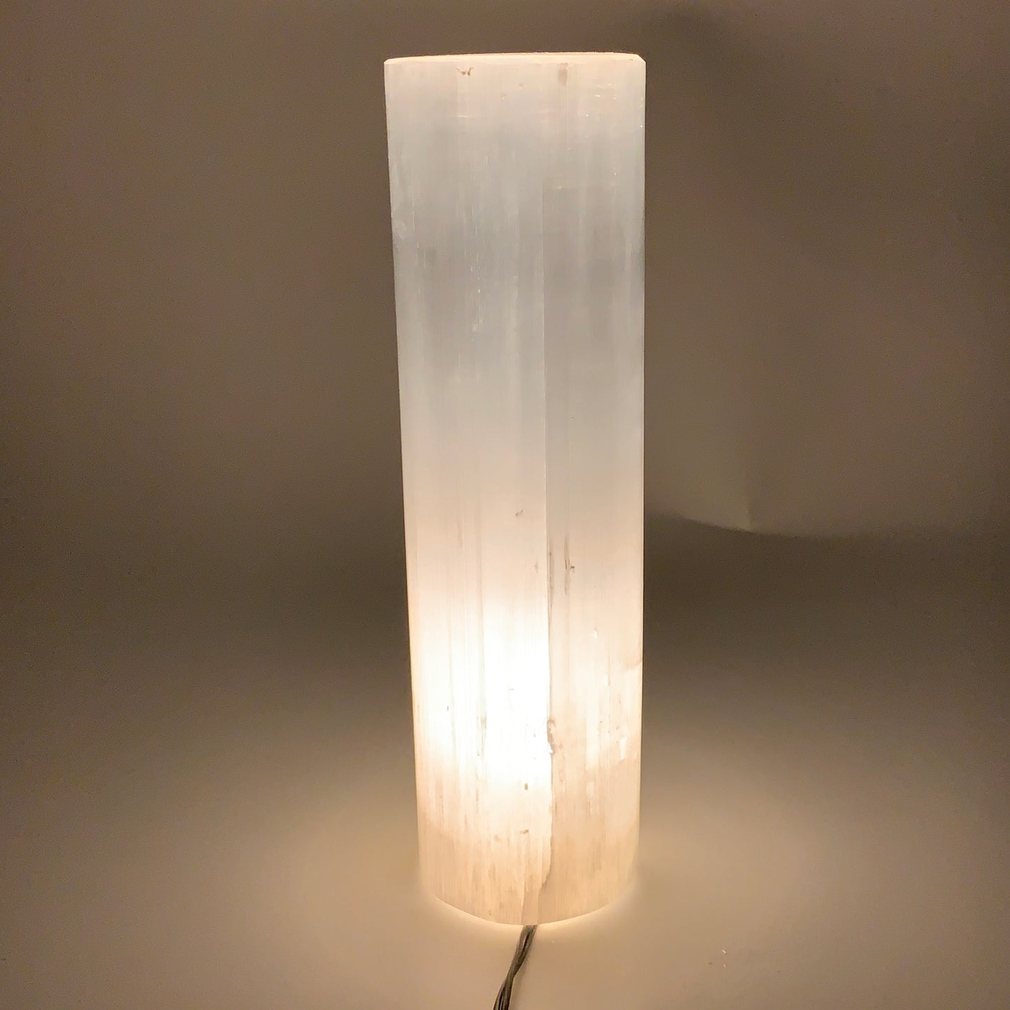 8 lbs, 11.7"x3.4" Cylinder Selenite (Satin Spar) Lamp Tower W/Chord, B35815