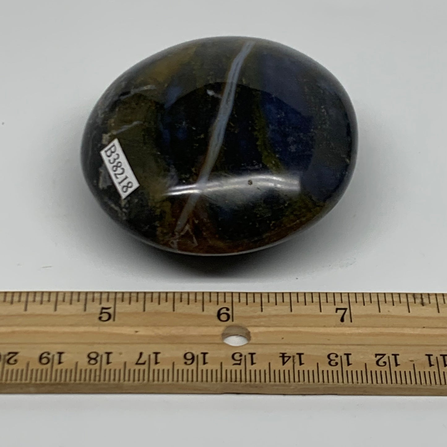 187.8g, 2.6"x2.5"x1.3" Natural Ocean Jasper Palm-Stone Orbicular Jasper, B38218