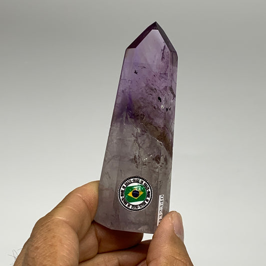 92g, 3.4"x1.1"x1", Natural Amethyst Tower Point Obelisk @Brazil, B32340