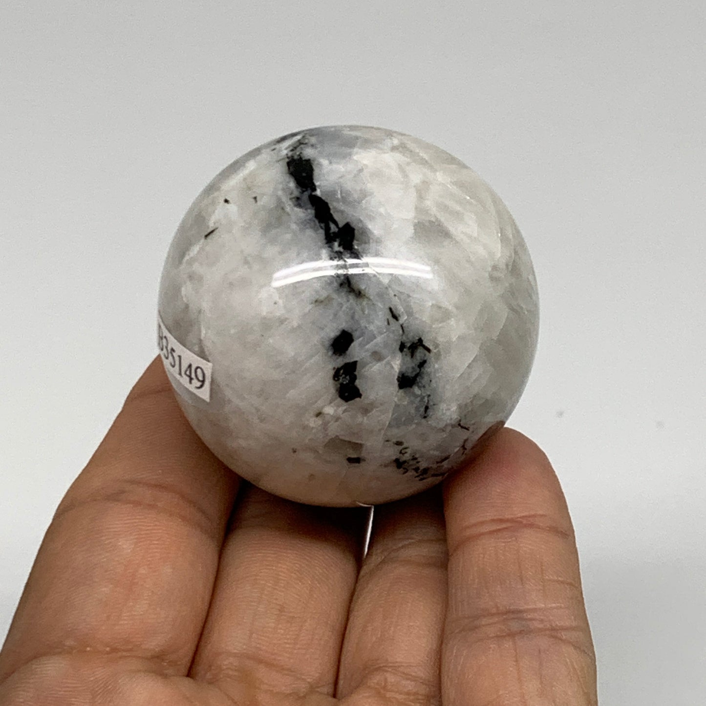 121.8g, 1.8"(44mm), Natural Rainbow Moonstone Sphere Ball Gemstone, B35149