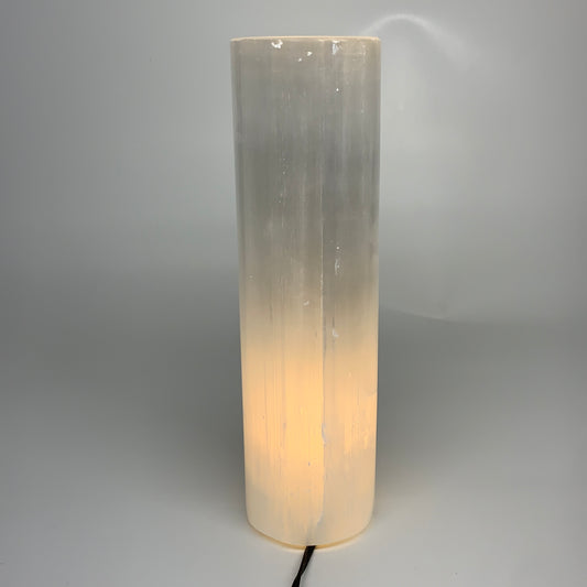 8 lbs, 11.7"x3.4" Cylinder Selenite (Satin Spar) Lamp Tower W/Chord, B35815