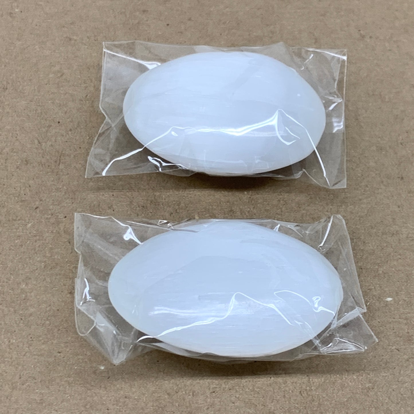 156g, 2.4"x1.8"x1", 2pcs, White Selenite Palmstone Crystal Pillow, B36876
