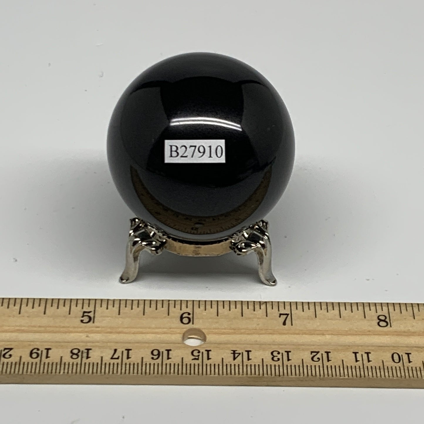 172.1g, 1.9"(48mm), Natural Black Jasper Sphere Ball Gemstone @India, B27910