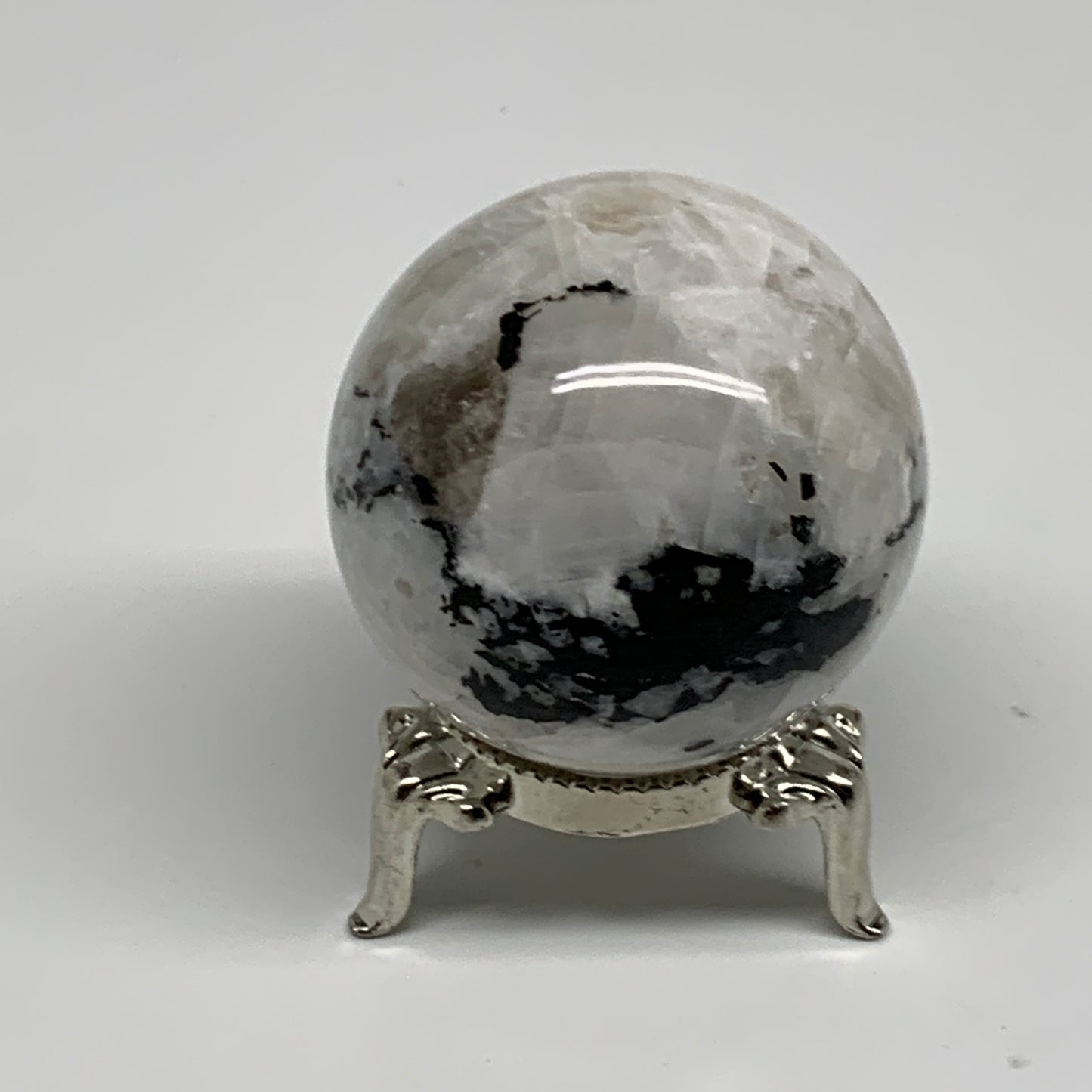 121.8g, 1.8"(44mm), Natural Rainbow Moonstone Sphere Ball Gemstone, B35149