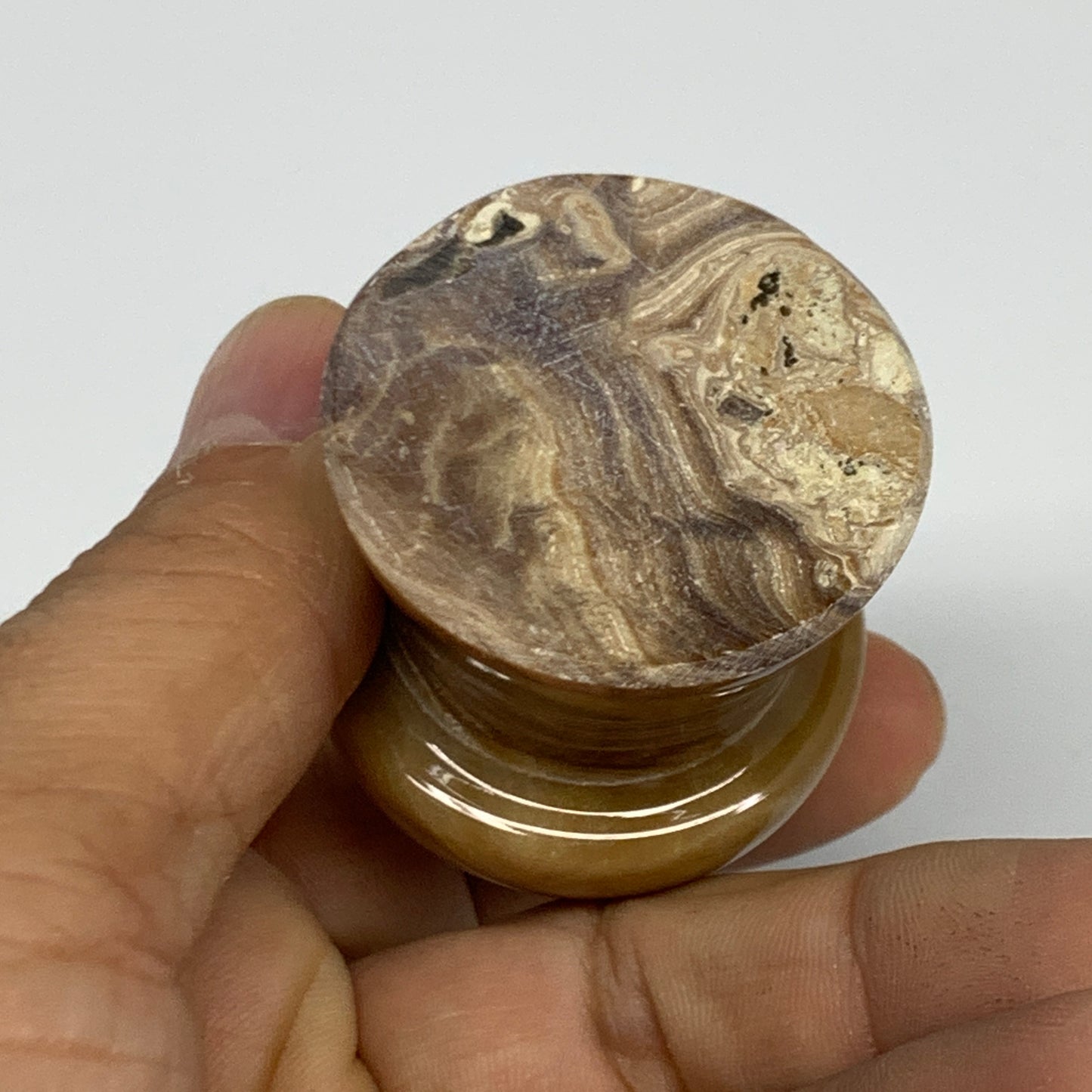 90.4g, 1.6x1.4", Chocolate Calcite Mushroom 2 Pieces bonded @Pakistan, B31697