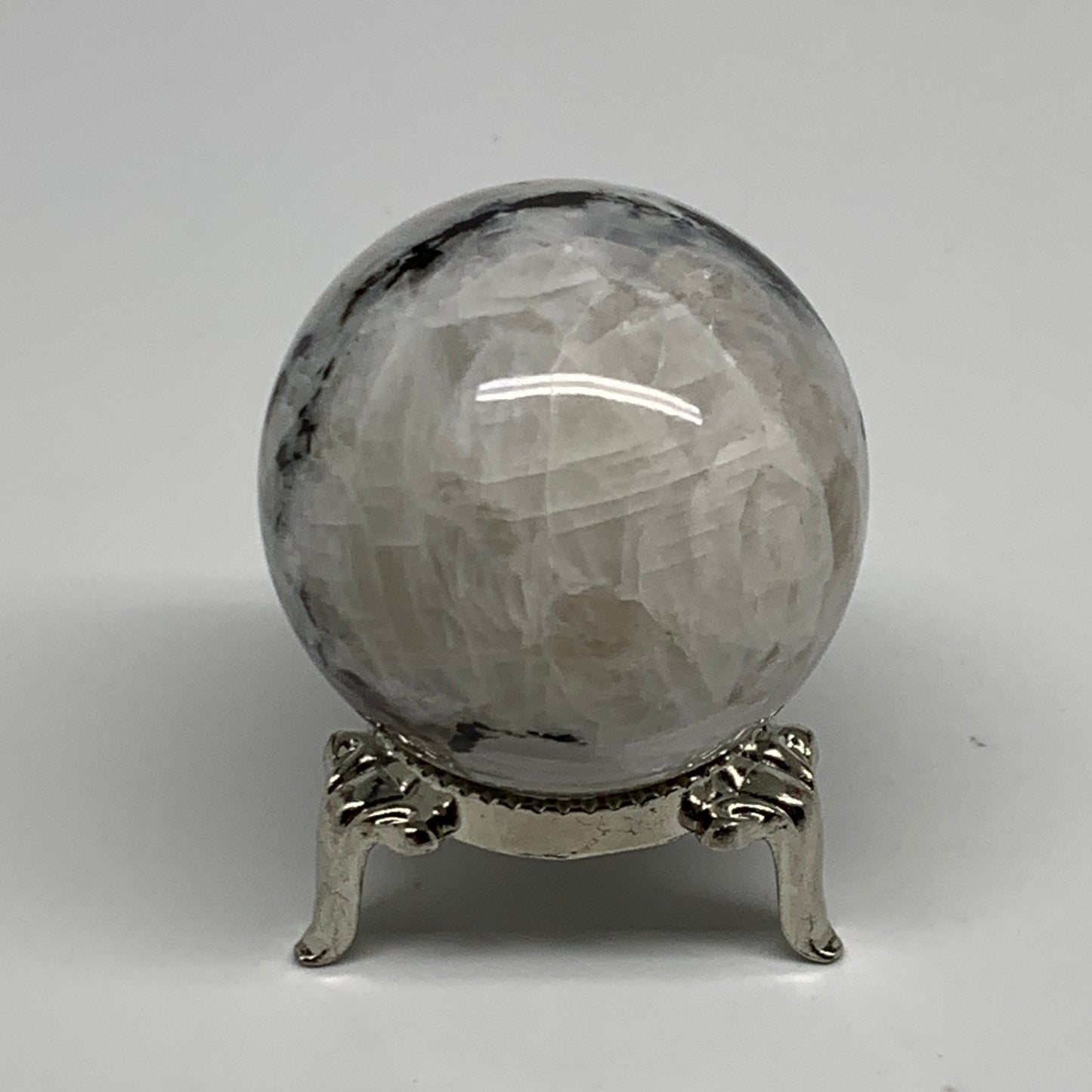 121.8g, 1.8"(44mm), Natural Rainbow Moonstone Sphere Ball Gemstone, B35149