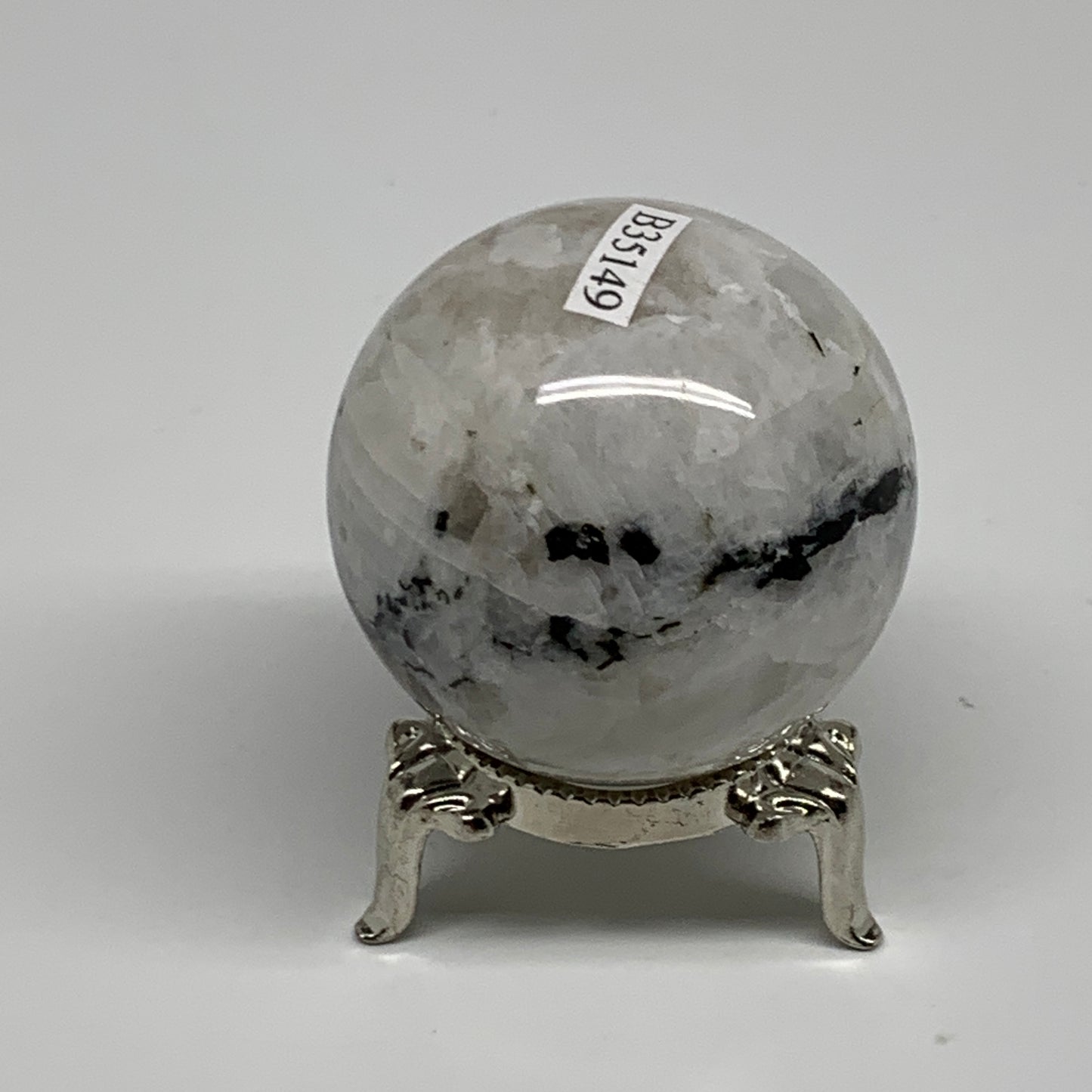 121.8g, 1.8"(44mm), Natural Rainbow Moonstone Sphere Ball Gemstone, B35149