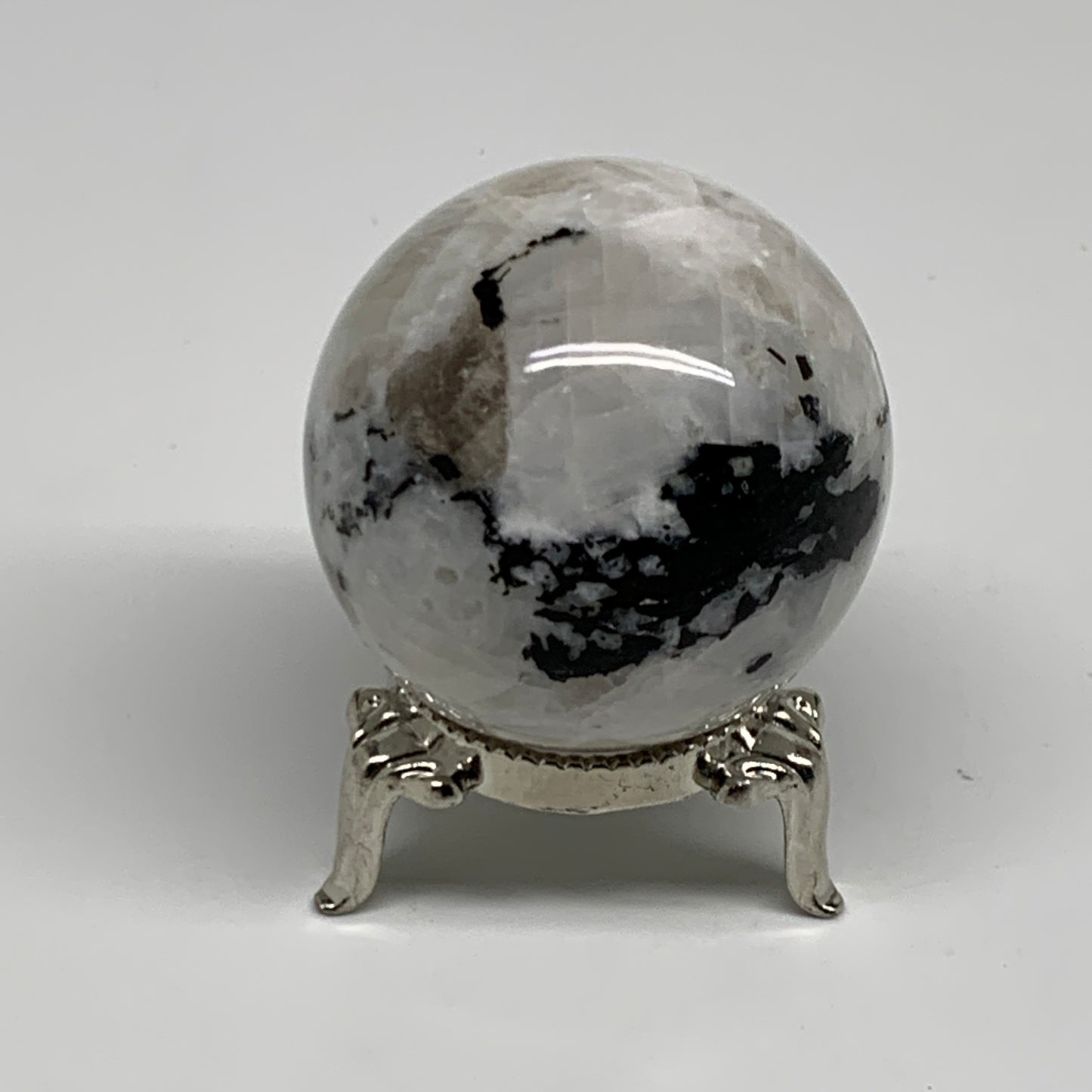 121.8g, 1.8"(44mm), Natural Rainbow Moonstone Sphere Ball Gemstone, B35149