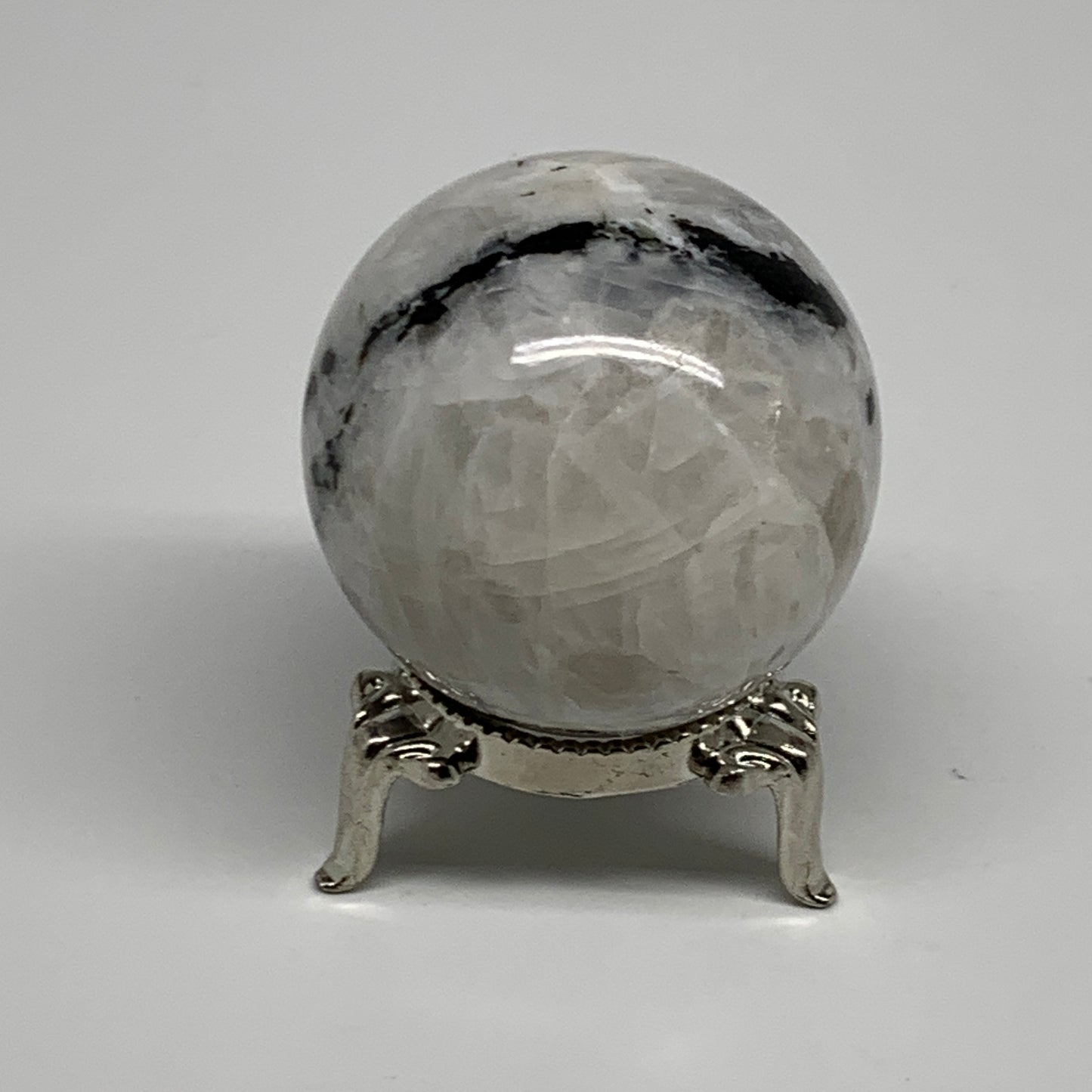 121.8g, 1.8"(44mm), Natural Rainbow Moonstone Sphere Ball Gemstone, B35149