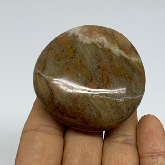 91.6g, 2.1"x2"x0.9" Natural Ocean Jasper Palm-Stone Orbicular Jasper, B38220