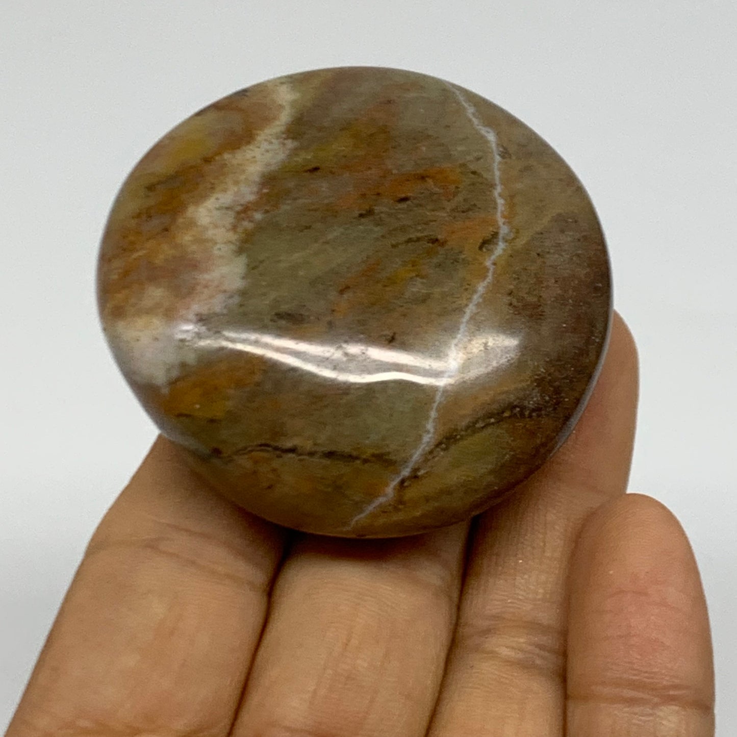 91.6g, 2.1"x2"x0.9" Natural Ocean Jasper Palm-Stone Orbicular Jasper, B38220
