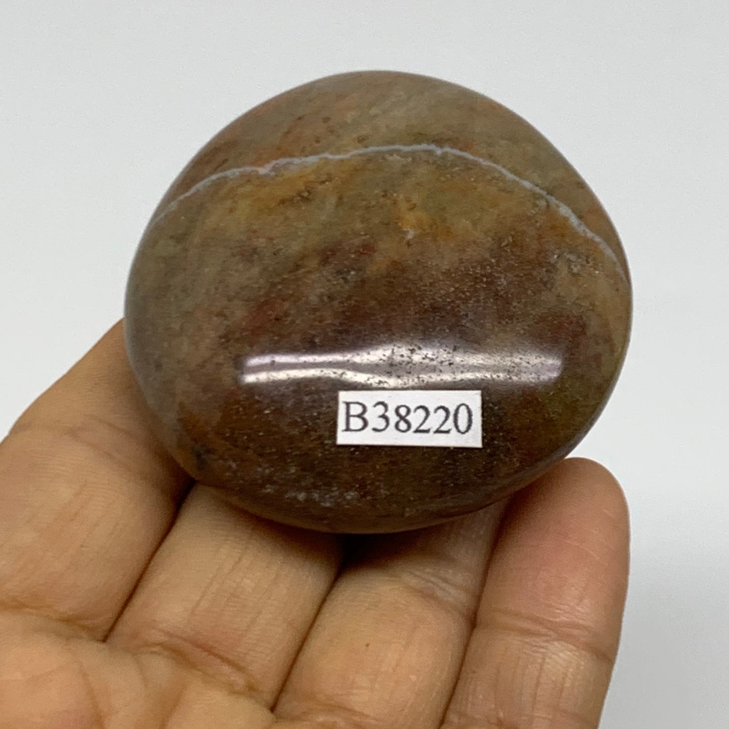 91.6g, 2.1"x2"x0.9" Natural Ocean Jasper Palm-Stone Orbicular Jasper, B38220